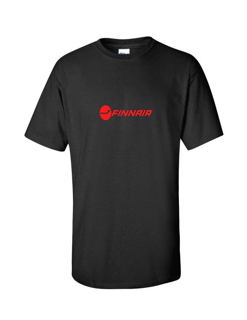 Finnair Red Retro Logo Finland Finnish Airline Black Cotton T-Shirt Unisex T-shirt, Sweatshirt, Hoodie, Long Sleeve Tee - T-Shirt, Sweatshirt, Hoodie