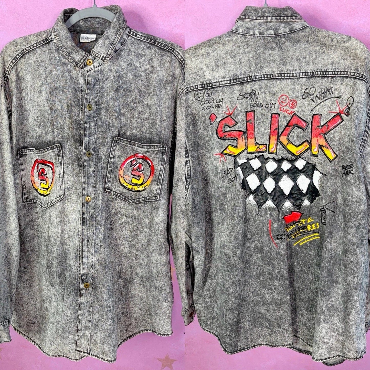 Vintage 80s 90s Slick Bad Boy Acid Wash Gray Jean Shirt Graphic Streetwear Punk Unisex T-shirt, Sweatshirt, Hoodie, Long Sleeve Tee - T-Shirt, Sweatshirt, Hoodie