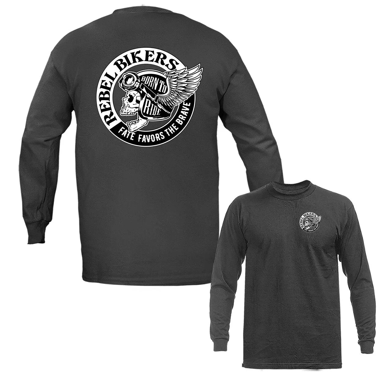 Rebel Bikers Vintage Classic Custom Motorcycle Graphic Long Sleeve Unisex T-shirt, Sweatshirt, Hoodie, Long Sleeve Tee - T-Shirt, Sweatshirt, Hoodie