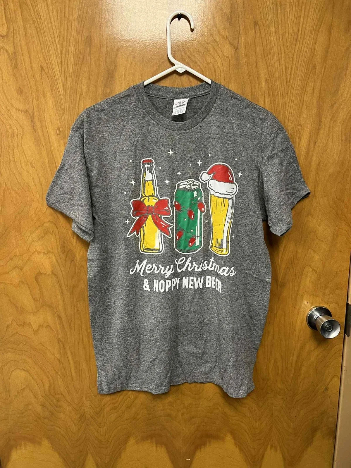 unisex t -shirt "Merry christmas & Hoppy new beer" - size medium Unisex T-shirt, Sweatshirt, Hoodie, Long Sleeve Tee - T-Shirt, Sweatshirt, Hoodie