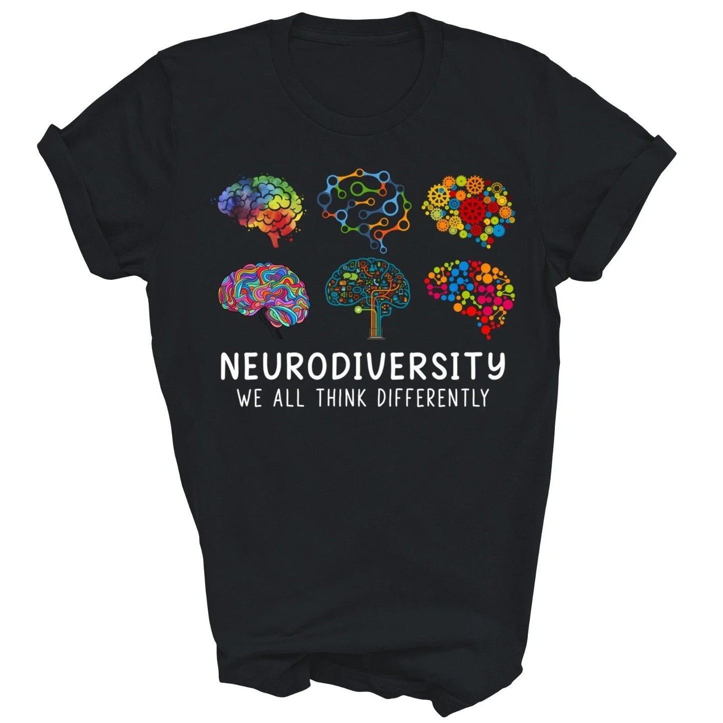 Neurodiversity Brain We All Think Differently Awareness Unisex Shirt Gift Unisex T-shirt, Sweatshirt, Hoodie, Long Sleeve Tee - T-Shirt, Sweatshirt, Hoodie