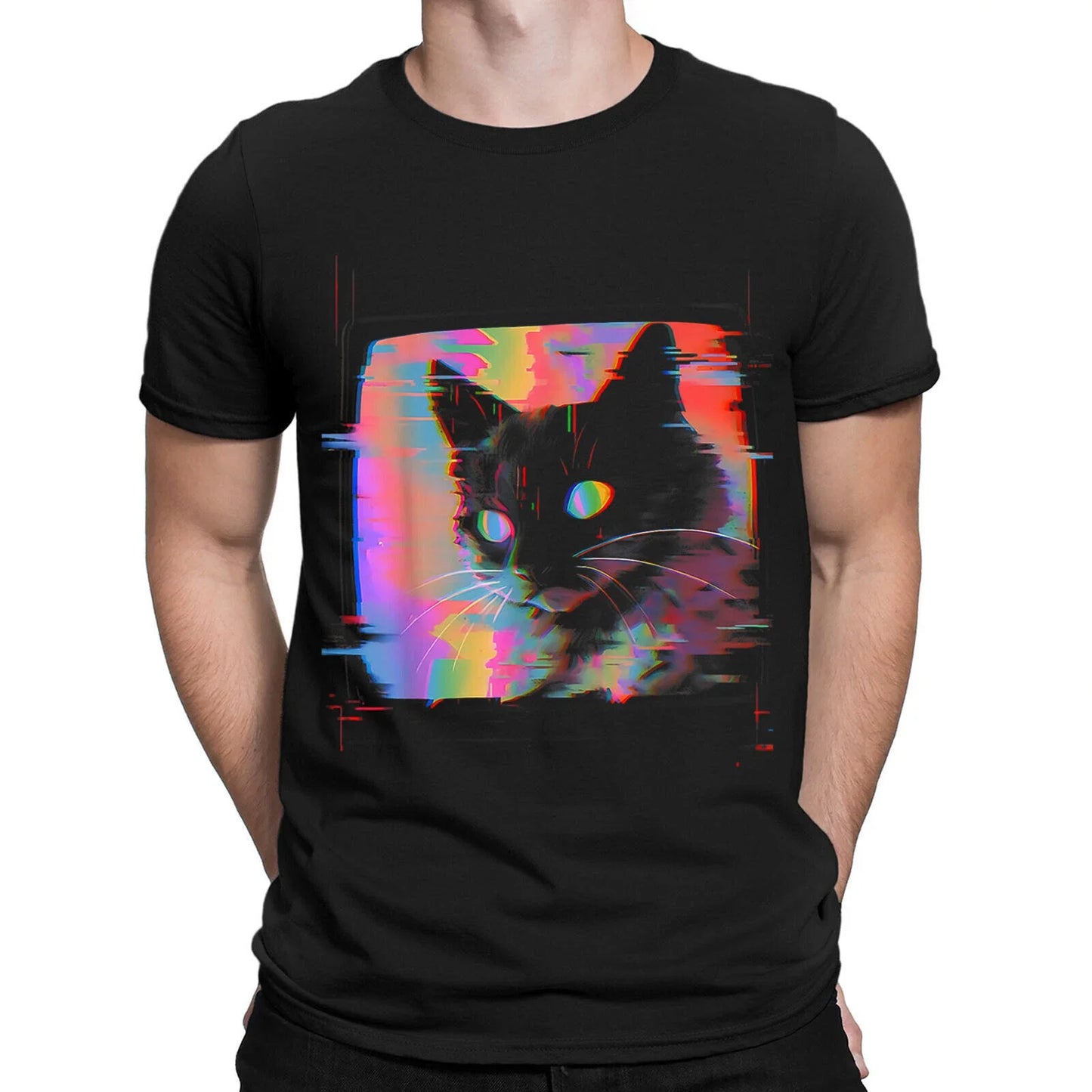 Psychedelic Weirdcore Cat Vaporwave Aesthetic Trippy Mens Womens T-Shirts #NED Unisex T-shirt, Sweatshirt, Hoodie, Long Sleeve Tee - T-Shirt, Sweatshirt, Hoodie