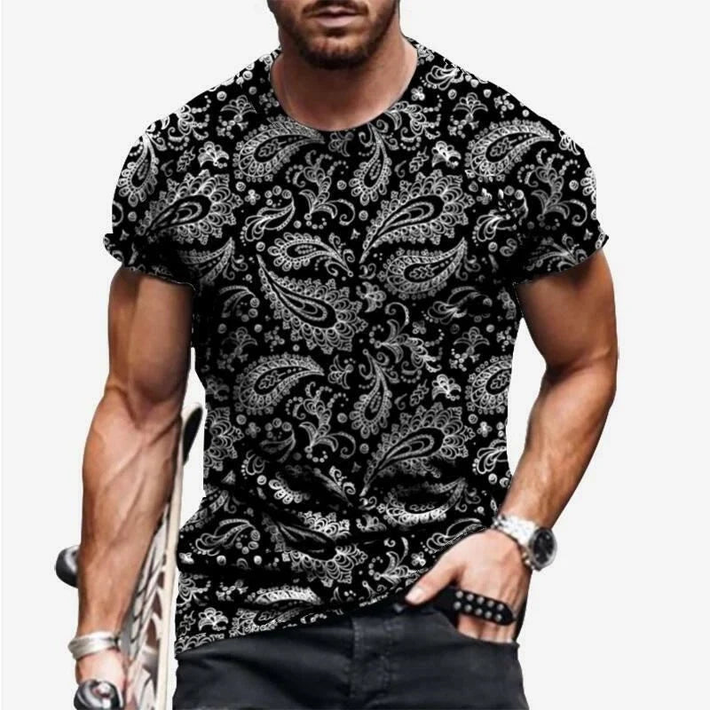 T-Shirt Men's Paisley Fashion Short Sleeve Black Casual Fashion Soft Tee T Shirt Unisex T-shirt, Sweatshirt, Hoodie, Long Sleeve Tee - T-Shirt, Sweatshirt, Hoodie