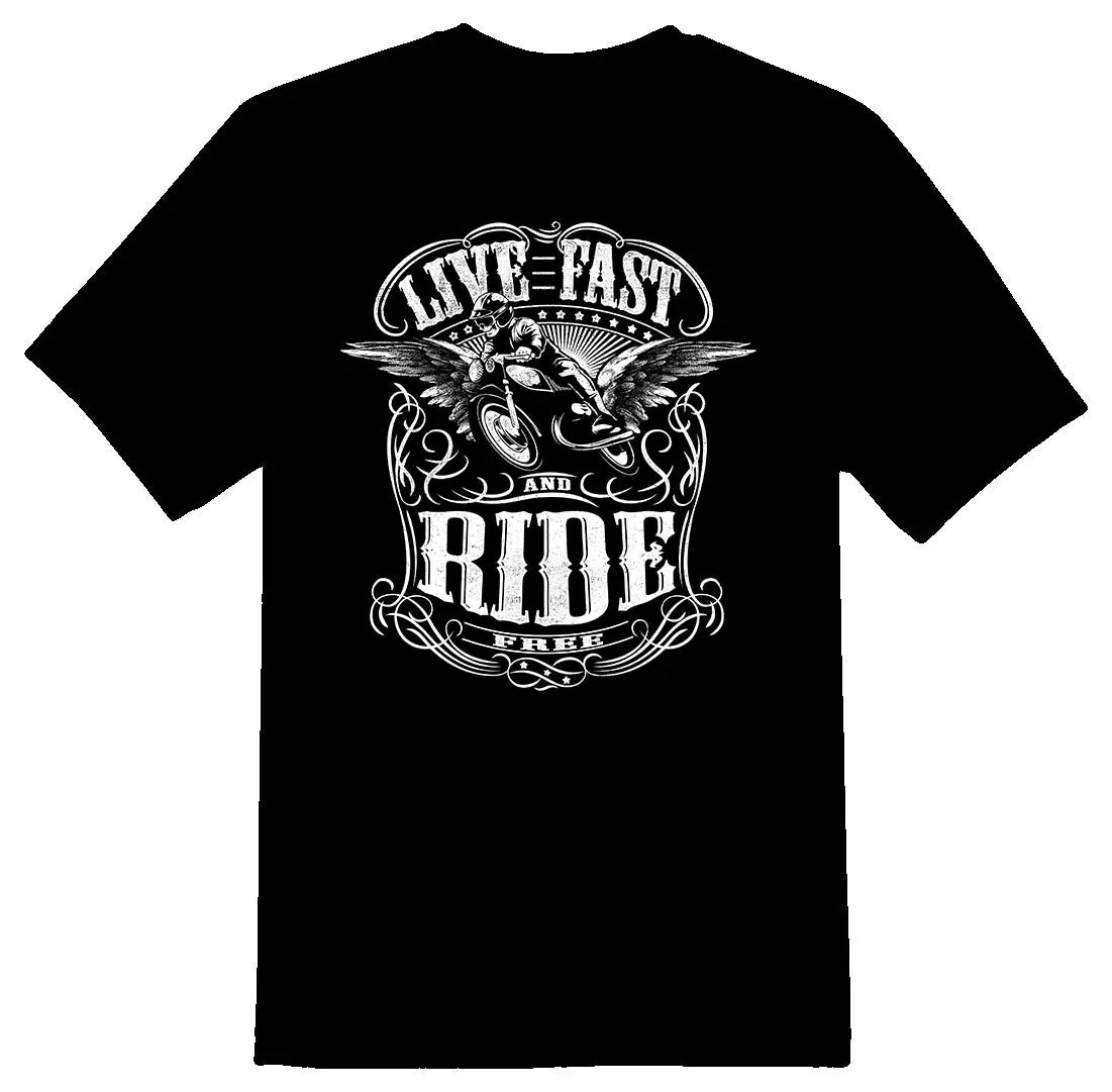 Live fast ride free black or white tee shirt Unisex T-shirt, Sweatshirt, Hoodie, Long Sleeve Tee - T-Shirt, Sweatshirt, Hoodie