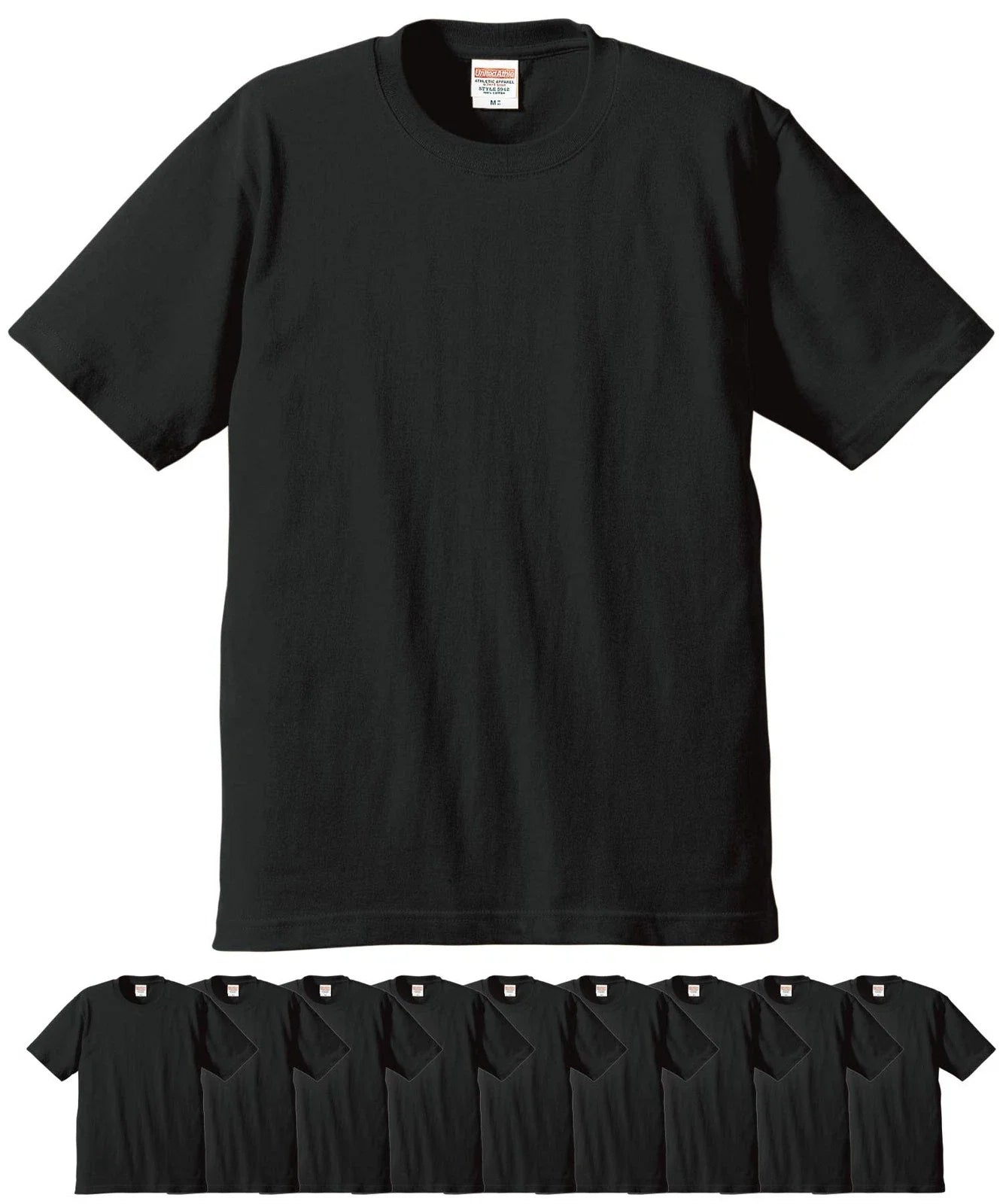 United Athle 5942-01 6.2oz Premium T-Shirts Set of 10 Men's (Black, M) Unisex T-shirt, Sweatshirt, Hoodie, Long Sleeve Tee - T-Shirt, Sweatshirt, Hoodie