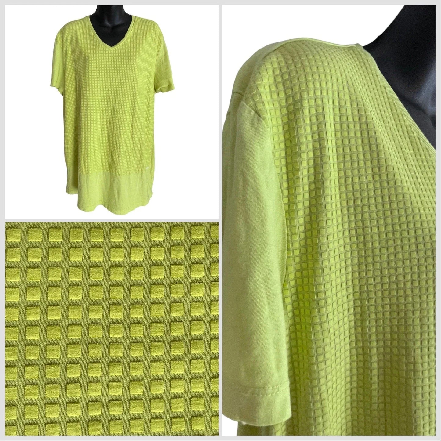 Vintage 1990s Hip Hop CK1 V-Neck Short Sleeve Shirt  Square Green Neon Men L Unisex T-shirt, Sweatshirt, Hoodie, Long Sleeve Tee - T-Shirt, Sweatshirt, Hoodie