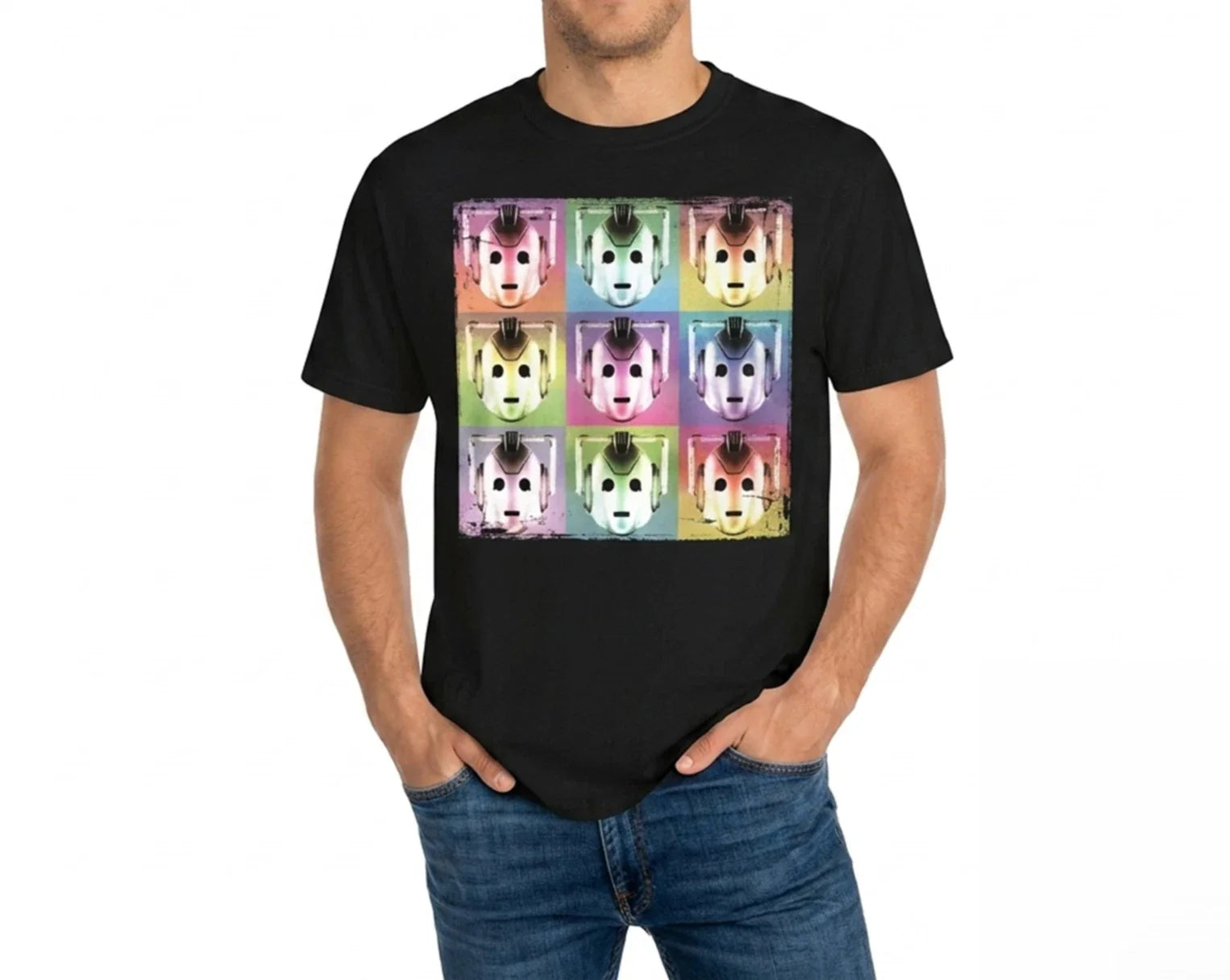 Doctor Who Pop Art Cybermen Cybernetic Face Sci Fi Fan Official Men's T-Shirt Unisex T-shirt, Sweatshirt, Hoodie, Long Sleeve Tee - T-Shirt, Sweatshirt, Hoodie