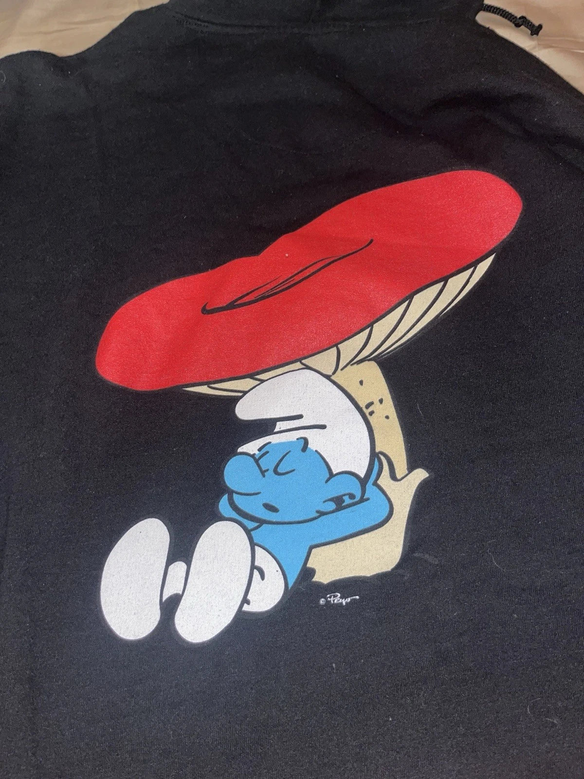 THE SMURFS Lazy Smurf Mushroom CARTOON BLUE CHARACTER TEE Mens Large Hoodie Unisex T-shirt, Sweatshirt, Hoodie, Long Sleeve Tee - T-Shirt, Sweatshirt, Hoodie