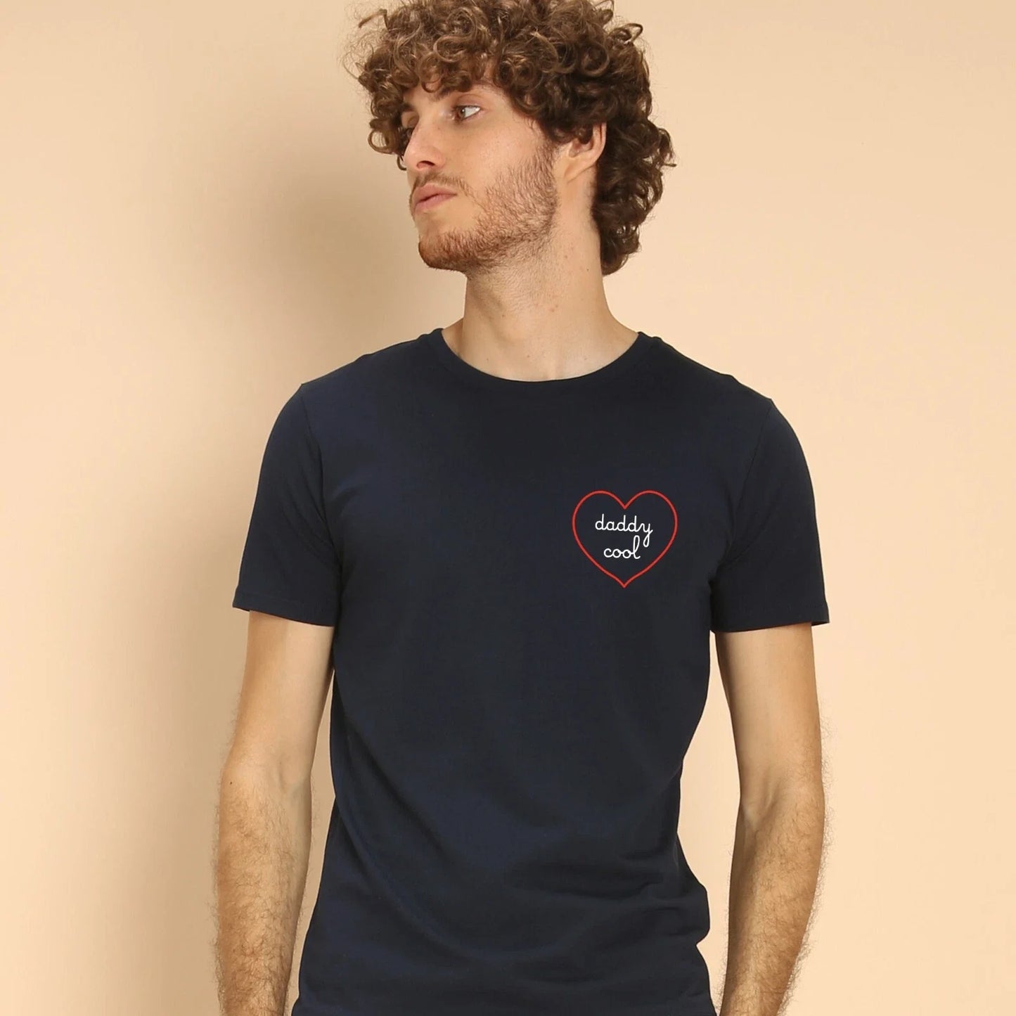 Men's Short Sleeve T-Shirt DADDY COOL - HEART Navy Blue Unisex T-shirt, Sweatshirt, Hoodie, Long Sleeve Tee - T-Shirt, Sweatshirt, Hoodie