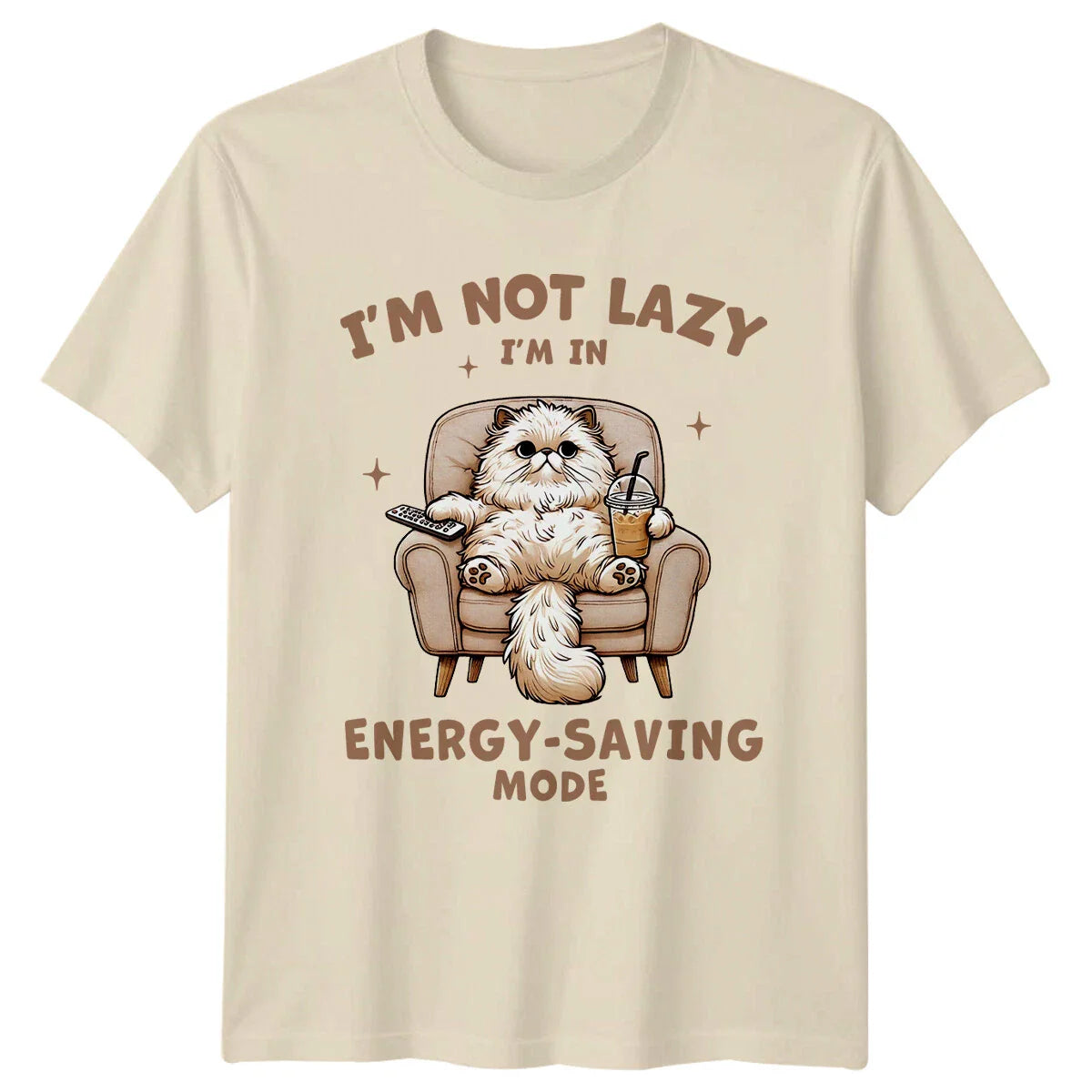 Funny Cat I'm Not Lazy I'm In Energy-Saving Mode Persian T-Shirt Unisex T-shirt, Sweatshirt, Hoodie, Long Sleeve Tee - T-Shirt, Sweatshirt, Hoodie