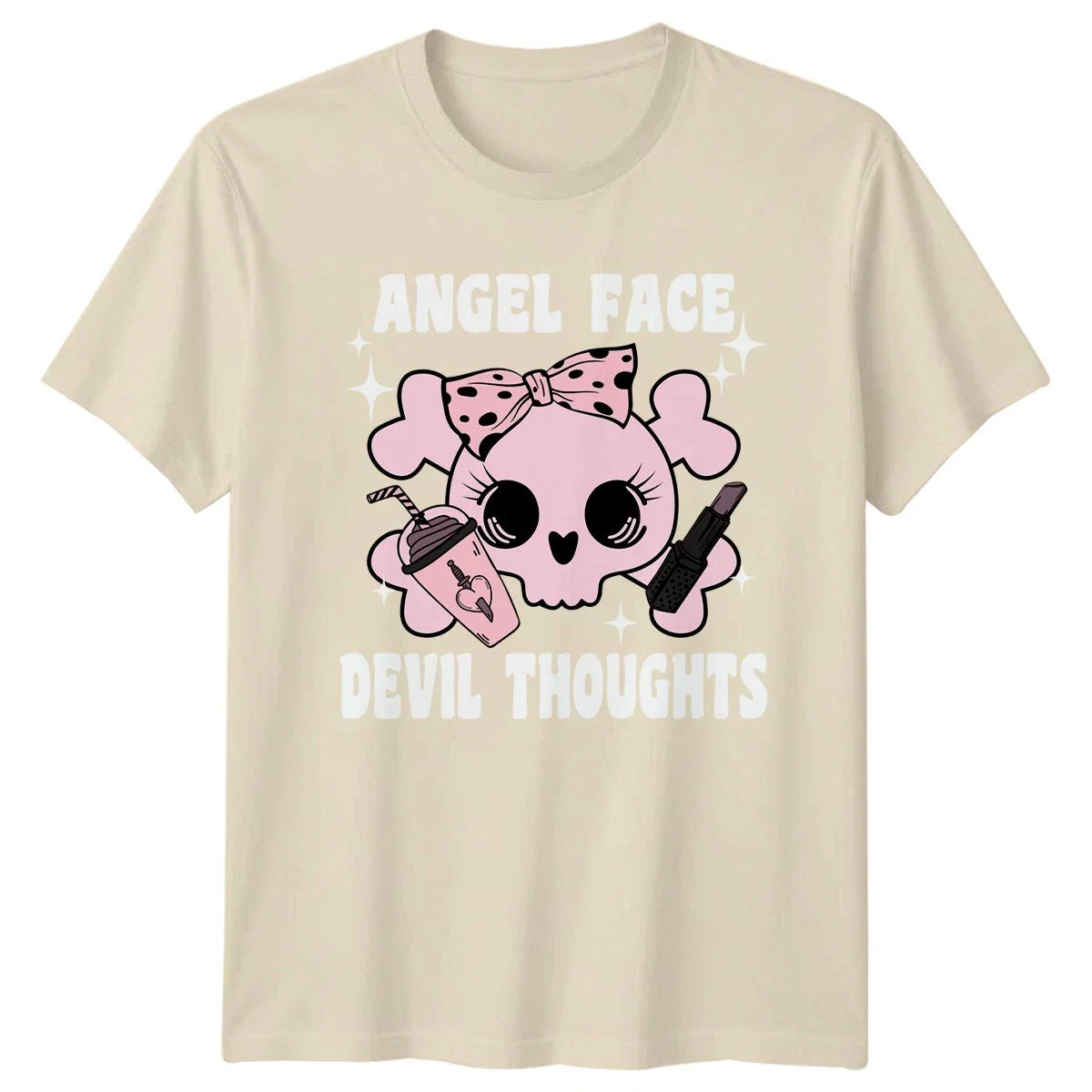 Angel Face Devil Thoughts Womens T-Shirt Pastel Goth Alternative Fashion Unisex T-shirt, Sweatshirt, Hoodie, Long Sleeve Tee - T-Shirt, Sweatshirt, Hoodie