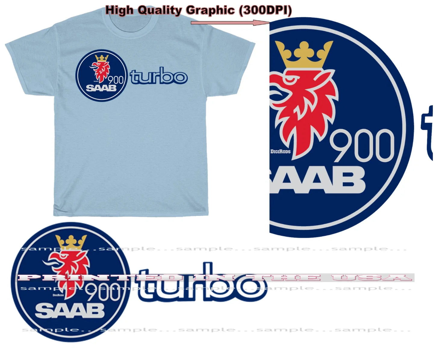 Saab Turbo Engine 900 Classic Model Logo DigiRods Cartoon Car Blue T Shirt S-5X Unisex T-shirt, Sweatshirt, Hoodie, Long Sleeve Tee - T-Shirt, Sweatshirt, Hoodie