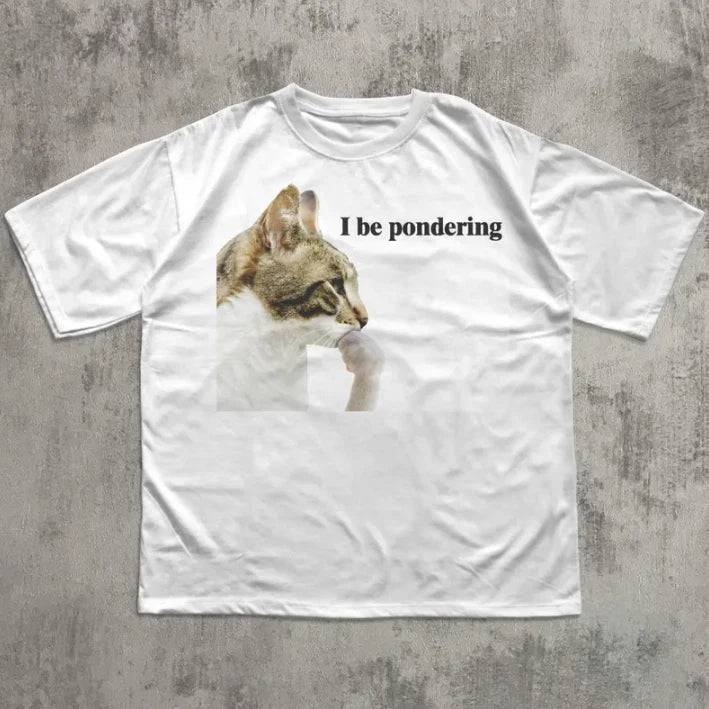 I be Pondering Funny Cat meme T-shirt, Stupid Cats Shirt, Brainrot Tee Unisex T-shirt, Sweatshirt, Hoodie, Long Sleeve Tee - T-Shirt, Sweatshirt, Hoodie