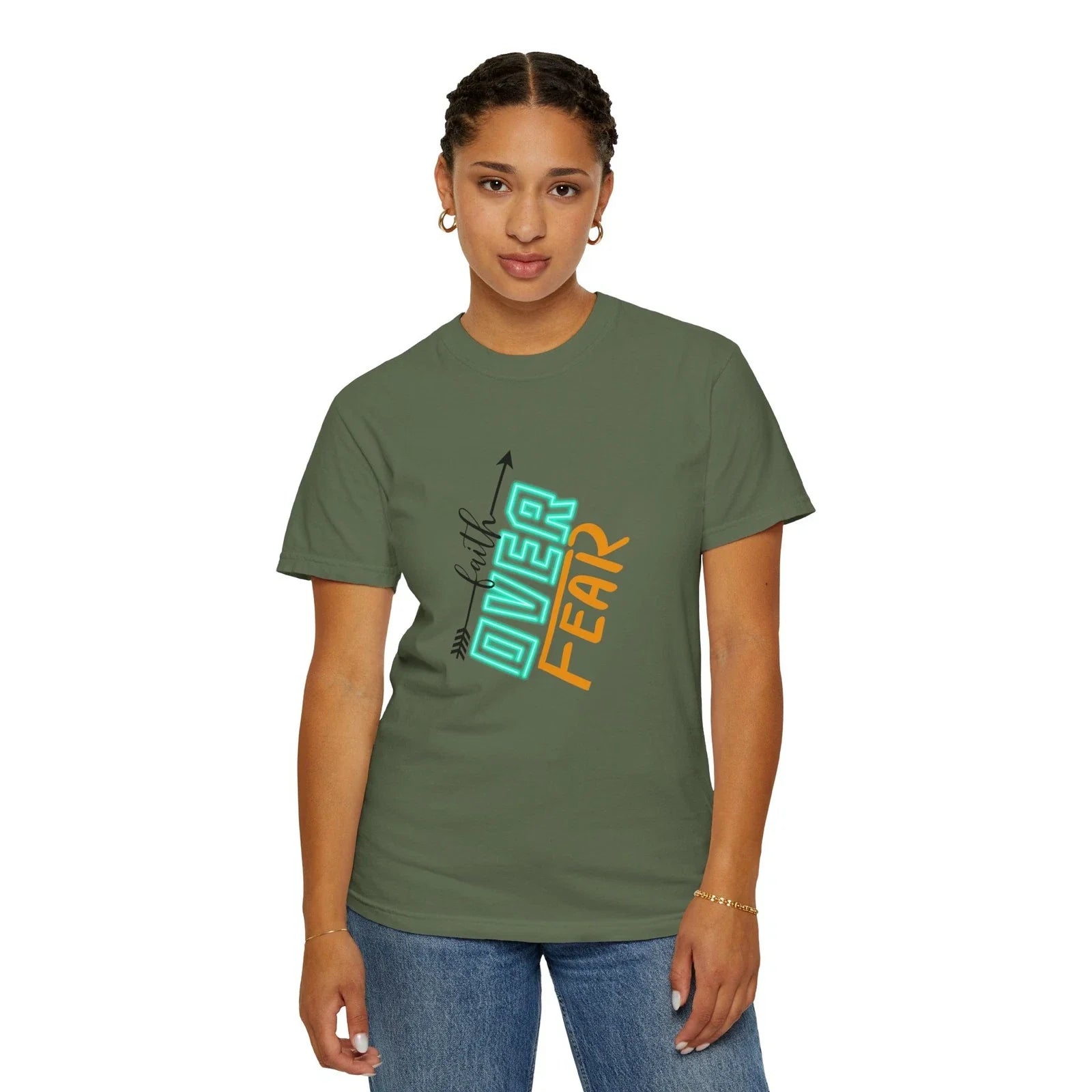 T-shirt | Motivational Arrow Typography 'Faith over Fear' Unisex T-shirt, Sweatshirt, Hoodie, Long Sleeve Tee - T-Shirt, Sweatshirt, Hoodie