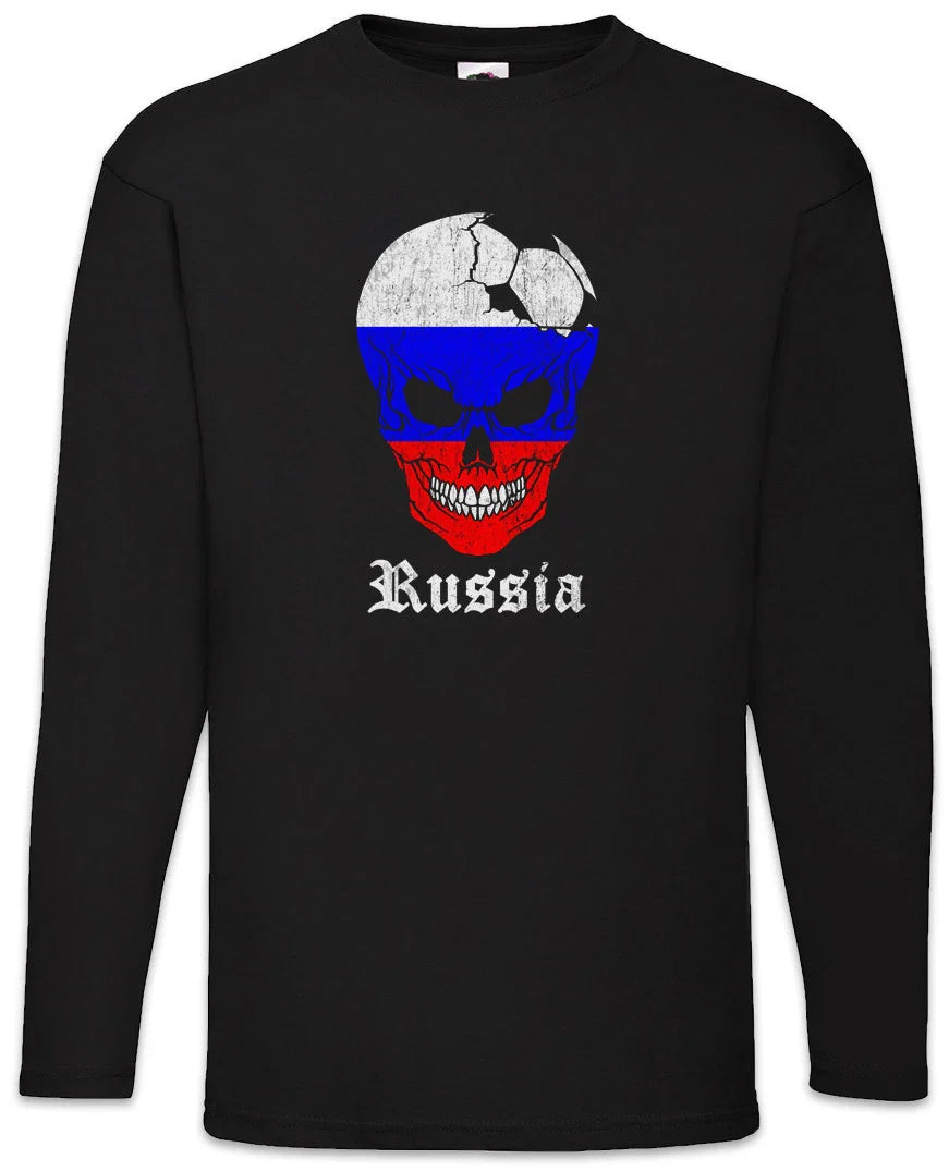 Russia Football Skull I Men Long Sleeve T-Shirt Russian Soccer Flag World Unisex T-shirt, Sweatshirt, Hoodie, Long Sleeve Tee - T-Shirt, Sweatshirt, Hoodie