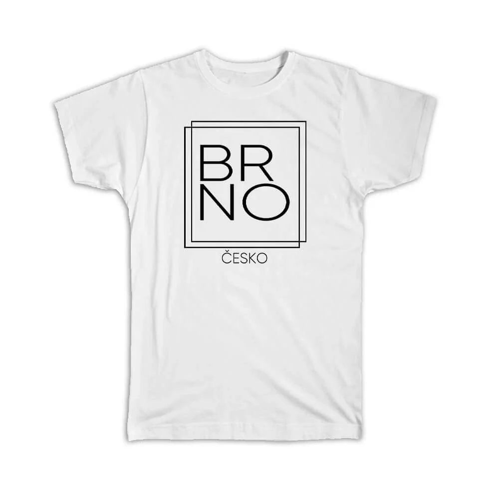 Gift T-Shirt : BRNO Czech Republic Square Modern Minimalist Font Unisex T-shirt, Sweatshirt, Hoodie, Long Sleeve Tee - T-Shirt, Sweatshirt, Hoodie