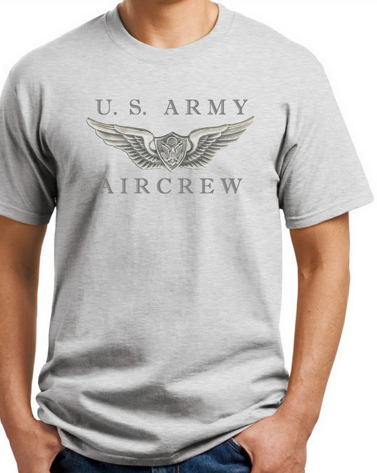 US Army Aircrew T-shirt  Ash, White, Khaki Size S-3XL 100% Heavy Cotton Unisex T-shirt, Sweatshirt, Hoodie, Long Sleeve Tee - T-Shirt, Sweatshirt, Hoodie