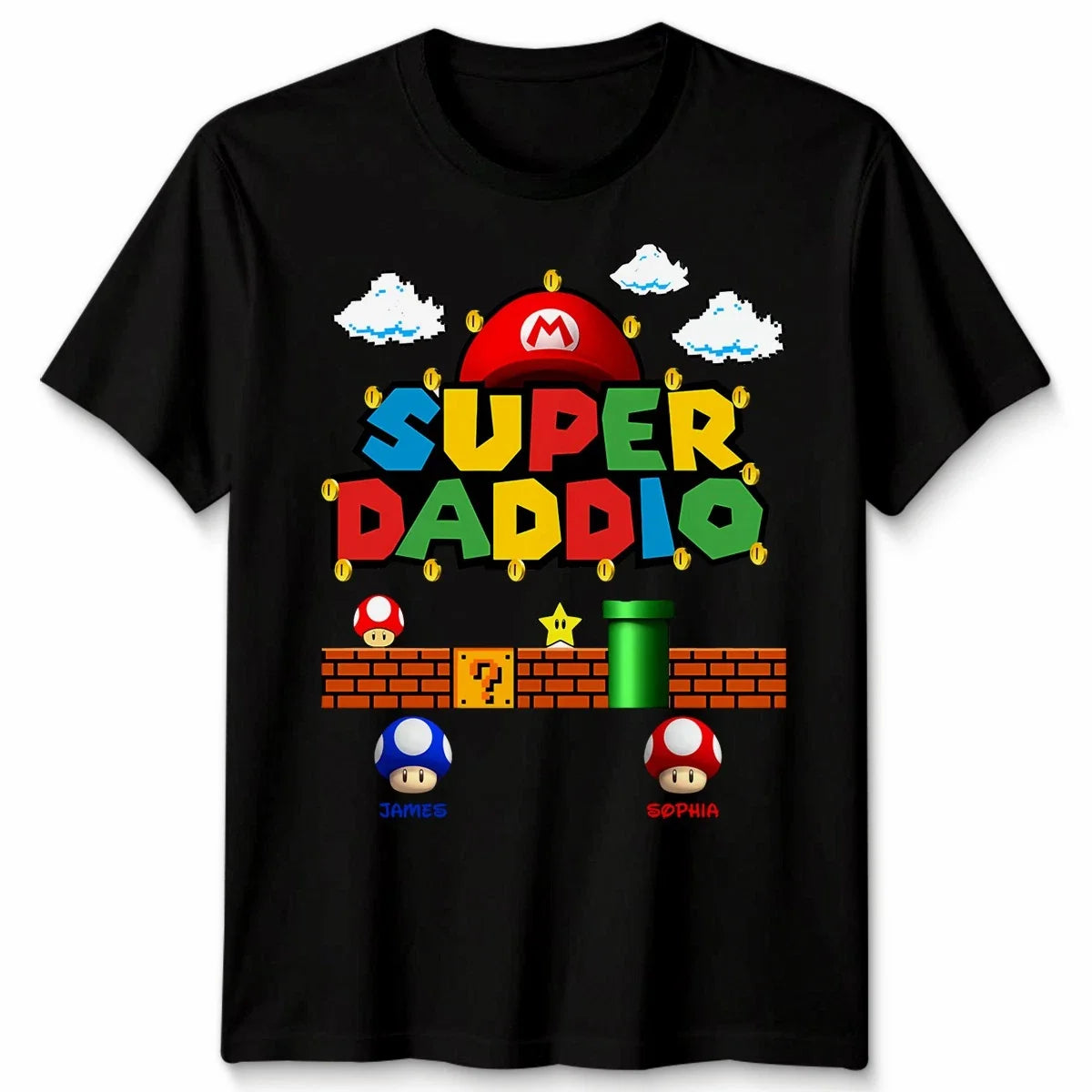 Personalised Super Daddio Mens T Shirt Gaming Fathers Day Tee Gaming Dad Gift Unisex T-shirt, Sweatshirt, Hoodie, Long Sleeve Tee - T-Shirt, Sweatshirt, Hoodie