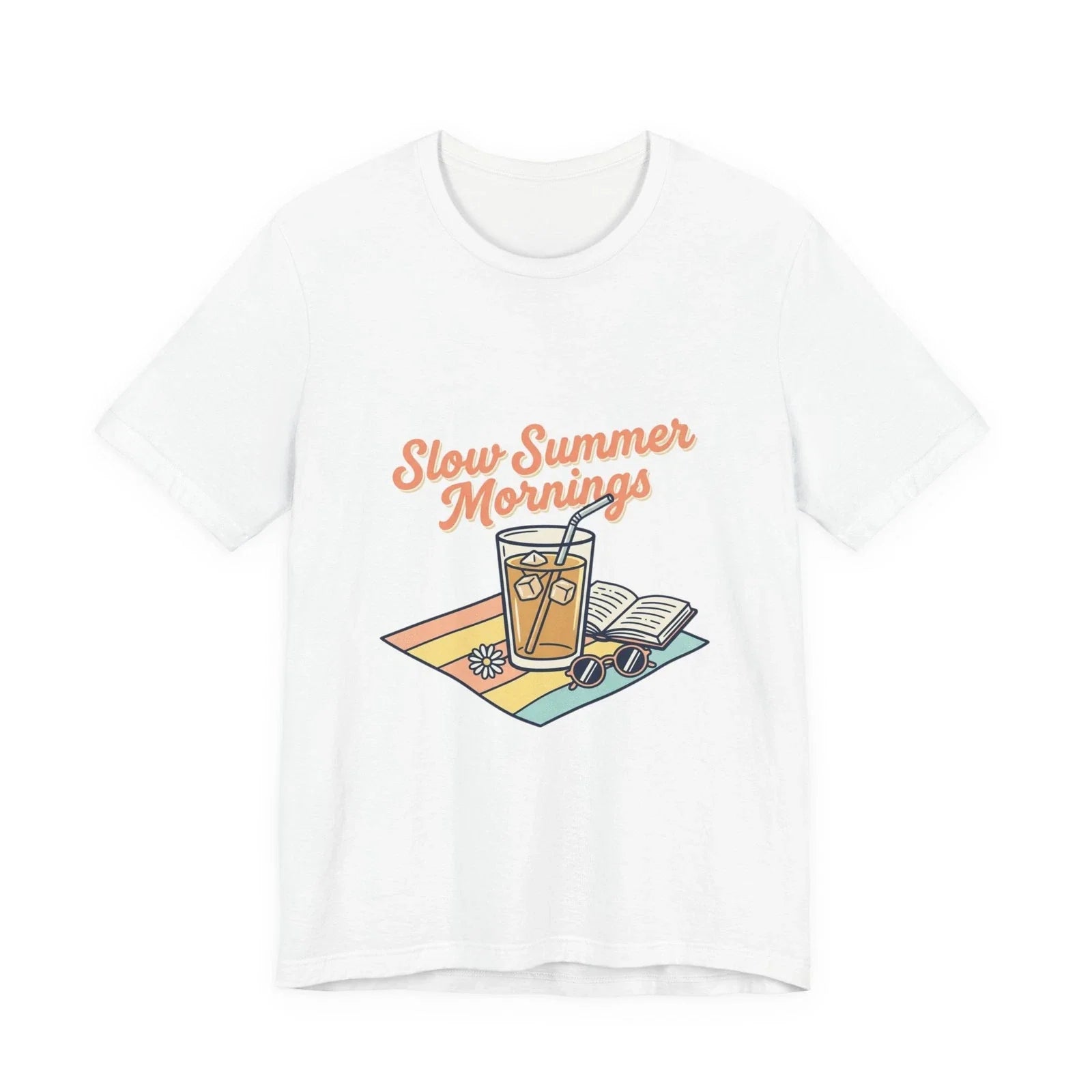 Slow Summer Mornings Tee | summer aesthetic, pastel coastal vibes Unisex T-shirt, Sweatshirt, Hoodie, Long Sleeve Tee - T-Shirt, Sweatshirt, Hoodie