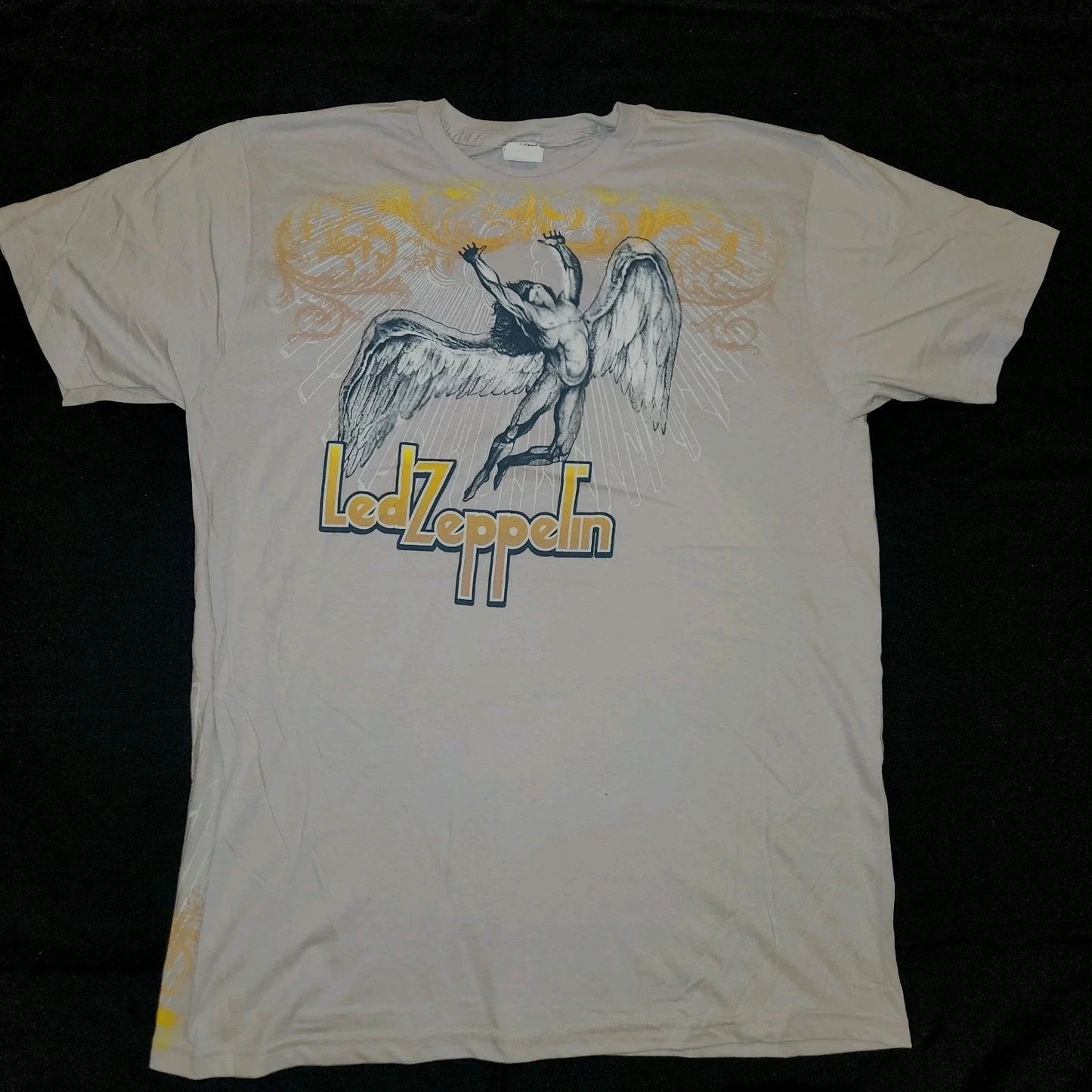 Bay Island Led Zeppelin AOP Graphic Print Tee T-Shirt Mens XL Gray Yellow Y2K Unisex T-shirt, Sweatshirt, Hoodie, Long Sleeve Tee - T-Shirt, Sweatshirt, Hoodie