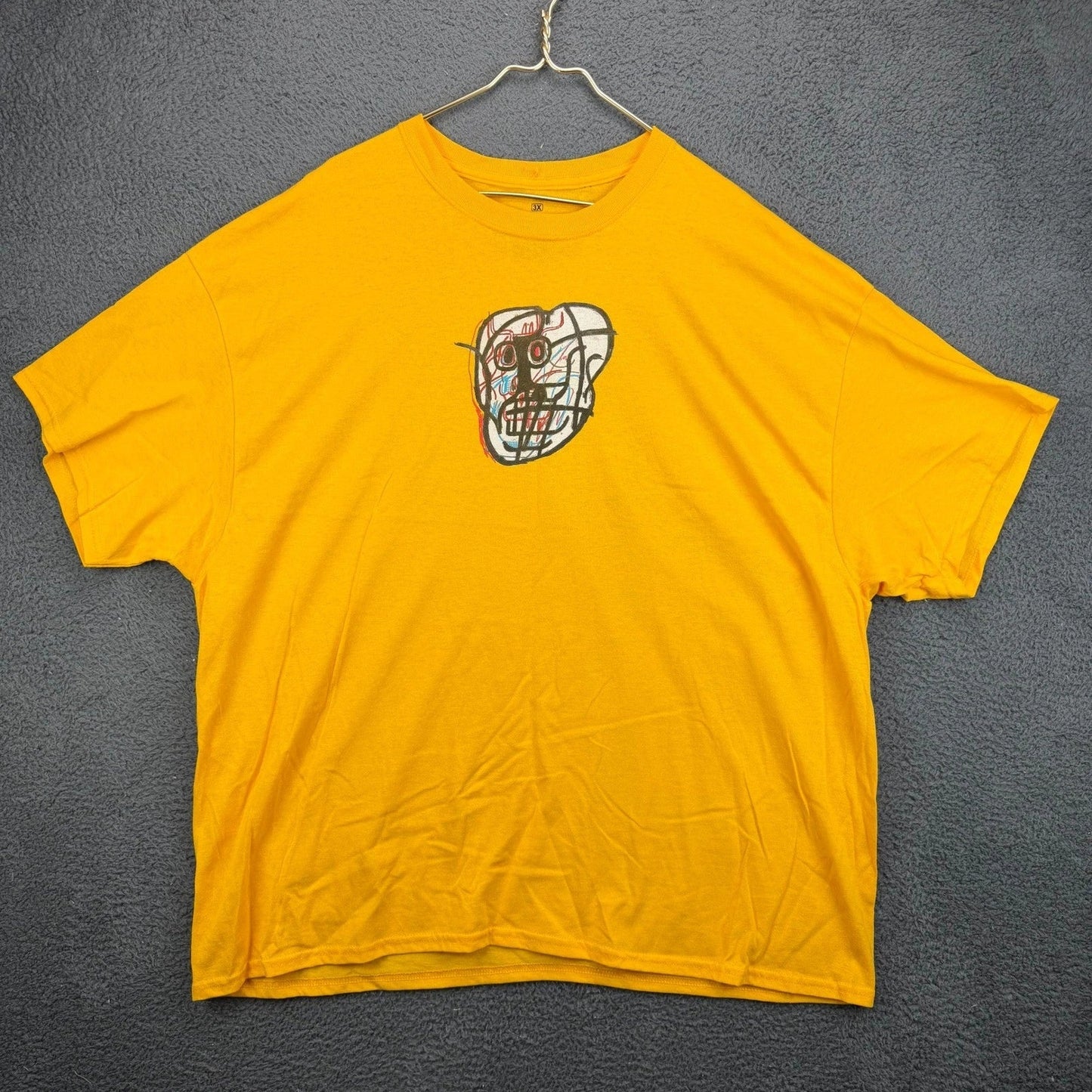 Jean-Michel Basquiat Graphic T-Shirt Mens 3X Yellow Cotton Art Skull Print Unisex T-shirt, Sweatshirt, Hoodie, Long Sleeve Tee - T-Shirt, Sweatshirt, Hoodie