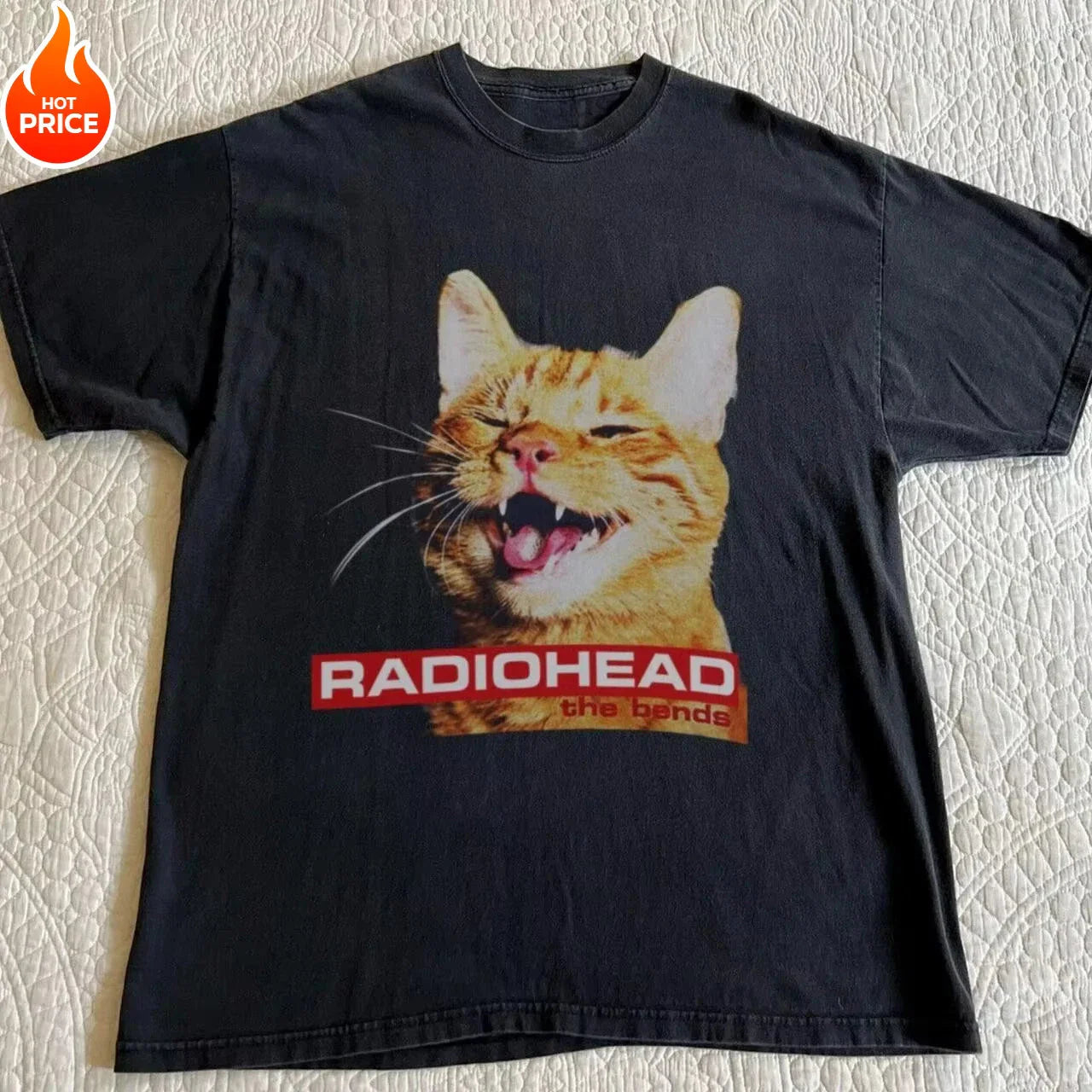 Radiohead Cat T Shirt The Bends Graphic Tee Mens Y2K Band Cotton S-4XL Unisex T-shirt, Sweatshirt, Hoodie, Long Sleeve Tee - T-Shirt, Sweatshirt, Hoodie