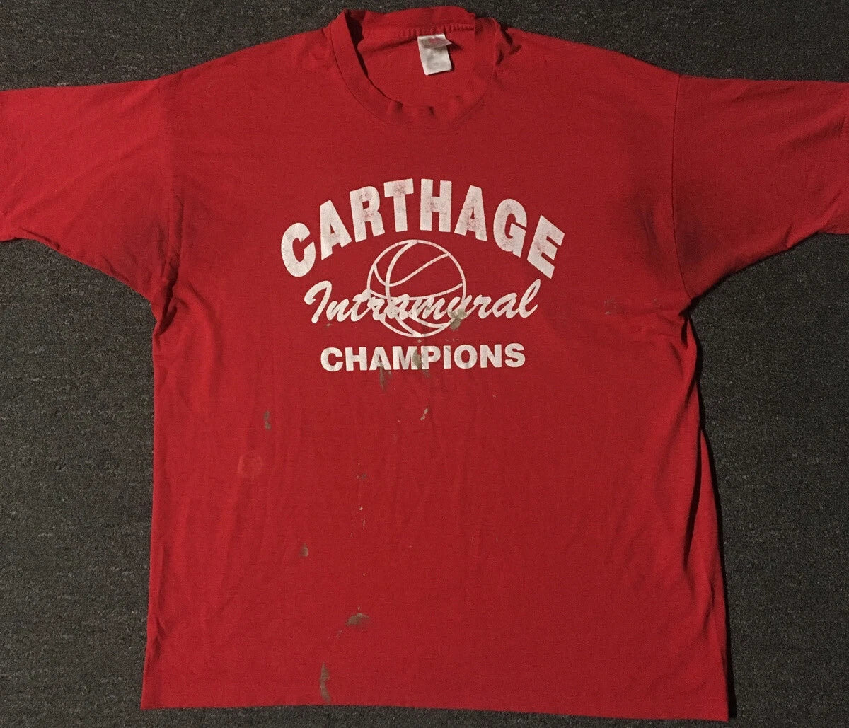 Vtg 90s Carthage Basketball Champs Faded Distress Paint Shirt XXL Grunge School Unisex T-shirt, Sweatshirt, Hoodie, Long Sleeve Tee - T-Shirt, Sweatshirt, Hoodie