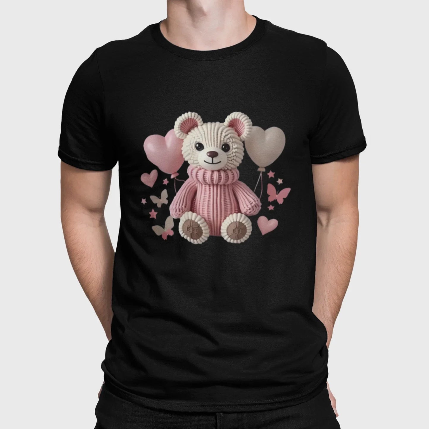 Cute Teddy Bear Shirt Pink Hearts Kawaii Bear Graphic Unisex Tee Unisex T-shirt, Sweatshirt, Hoodie, Long Sleeve Tee - T-Shirt, Sweatshirt, Hoodie