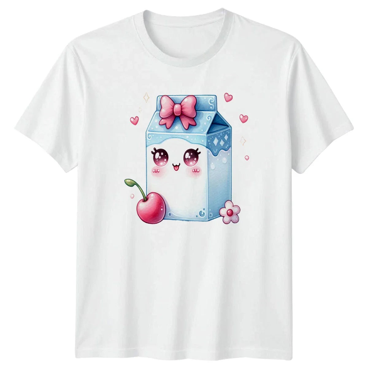 Cute Kawaii Milk Carton Cherry T-Shirt Milk Food Birthday Gift For Him And Her Unisex T-shirt, Sweatshirt, Hoodie, Long Sleeve Tee - T-Shirt, Sweatshirt, Hoodie