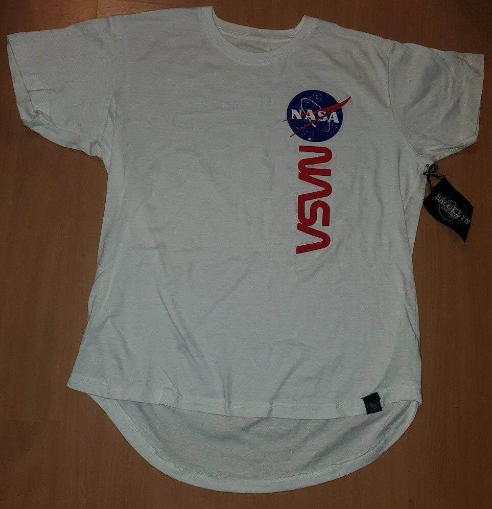 NASA Rare 100% Cotton White Soft Tagless Short Sleeve T-Shirt with Raised Print Unisex T-shirt, Sweatshirt, Hoodie, Long Sleeve Tee - T-Shirt, Sweatshirt, Hoodie
