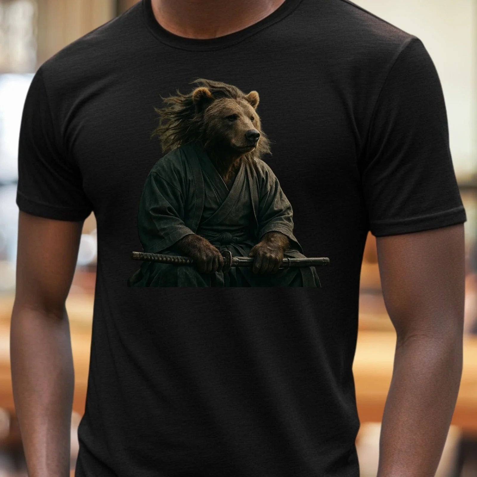Mens Bear Samurai Motif Cotton T-Shirt Size XS to 5XL Unisex T-shirt, Sweatshirt, Hoodie, Long Sleeve Tee - T-Shirt, Sweatshirt, Hoodie