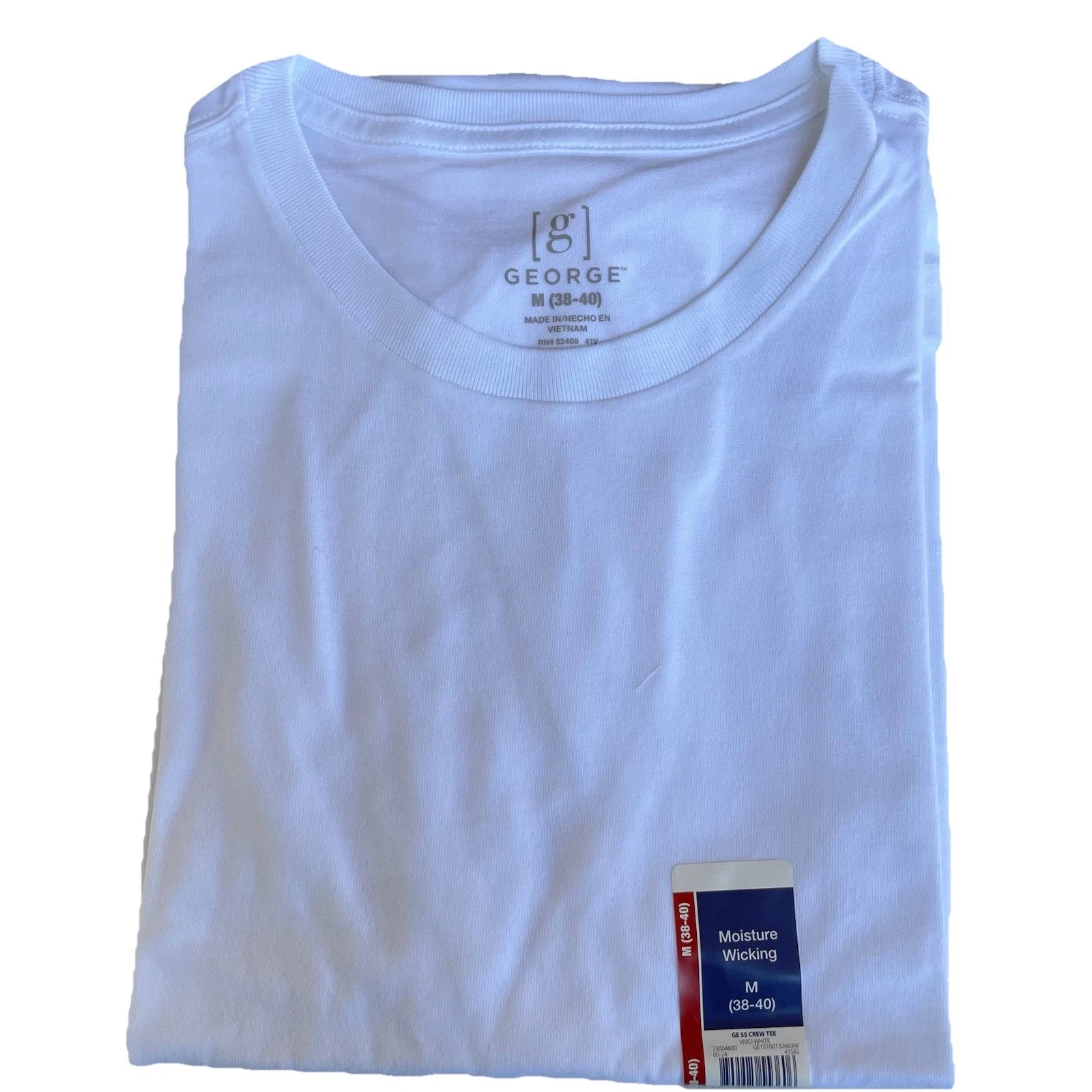 M George Moisture Wicking Crewneck T Shirt Short Sleeve Men's Medium White New Unisex T-shirt, Sweatshirt, Hoodie, Long Sleeve Tee - T-Shirt, Sweatshirt, Hoodie