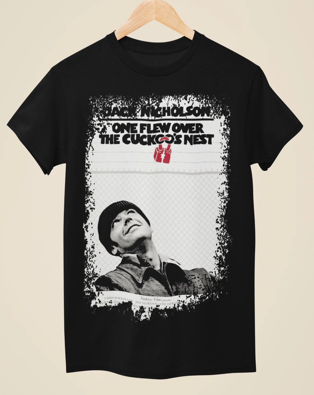 One Flew Over the Cuckoos Nest - Movie Poster Inspired Unisex Black T-Shirt Unisex T-shirt, Sweatshirt, Hoodie, Long Sleeve Tee - T-Shirt, Sweatshirt, Hoodie
