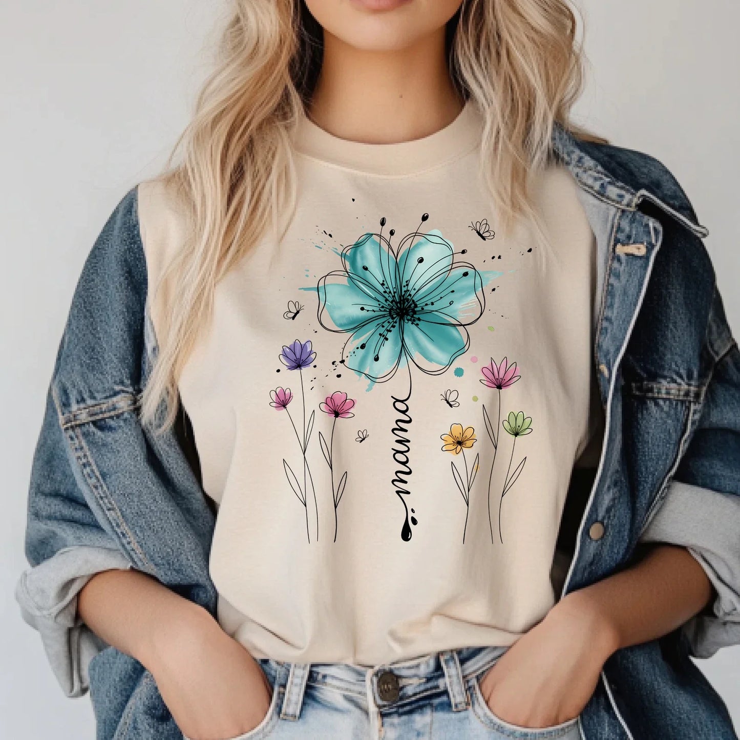 Boho Floral Mama T-Shirt | Mama Tee, Floral Mom Shirt, Birthday Gift For Her Unisex T-shirt, Sweatshirt, Hoodie, Long Sleeve Tee - T-Shirt, Sweatshirt, Hoodie