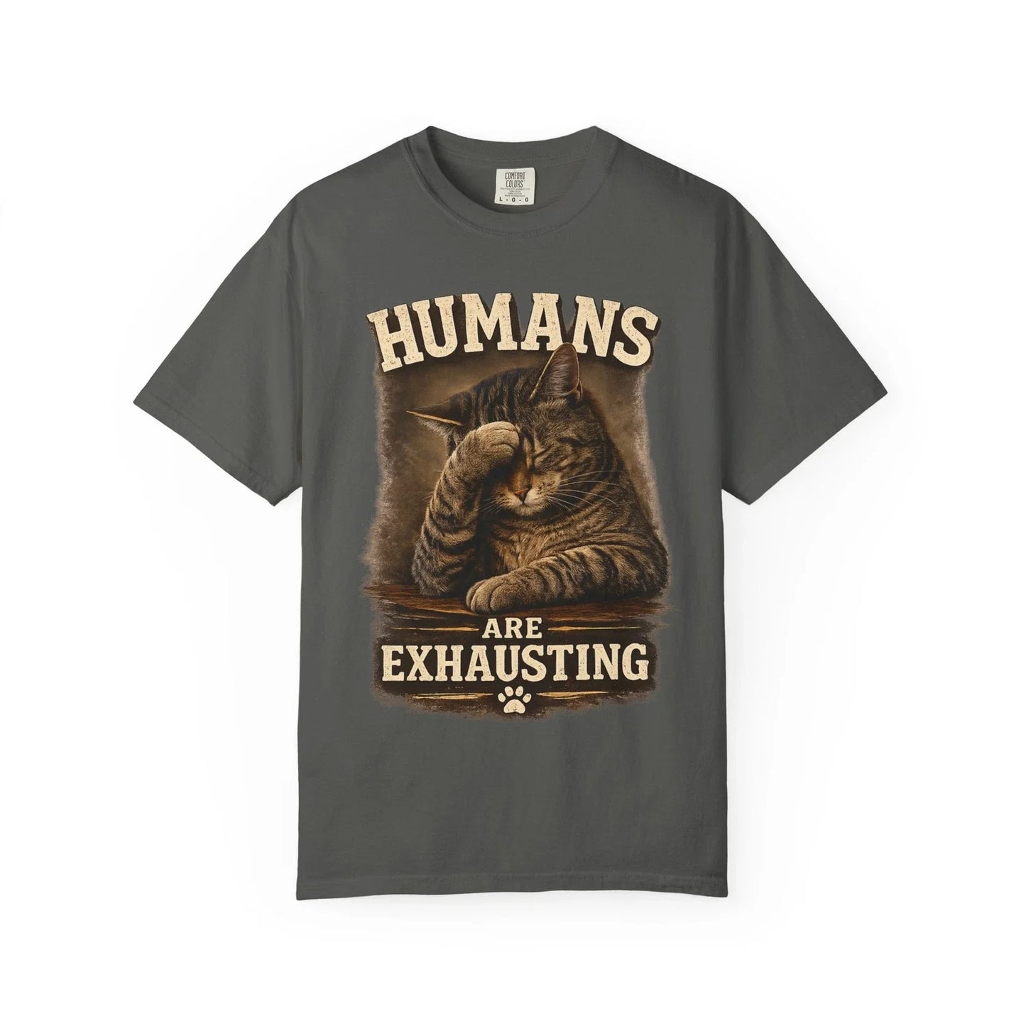Humans Are Exhausting Cat Shirt, Funny Cat Lover Tee, Introvert Cat Graphic Tee Unisex T-shirt, Sweatshirt, Hoodie, Long Sleeve Tee - T-Shirt, Sweatshirt, Hoodie
