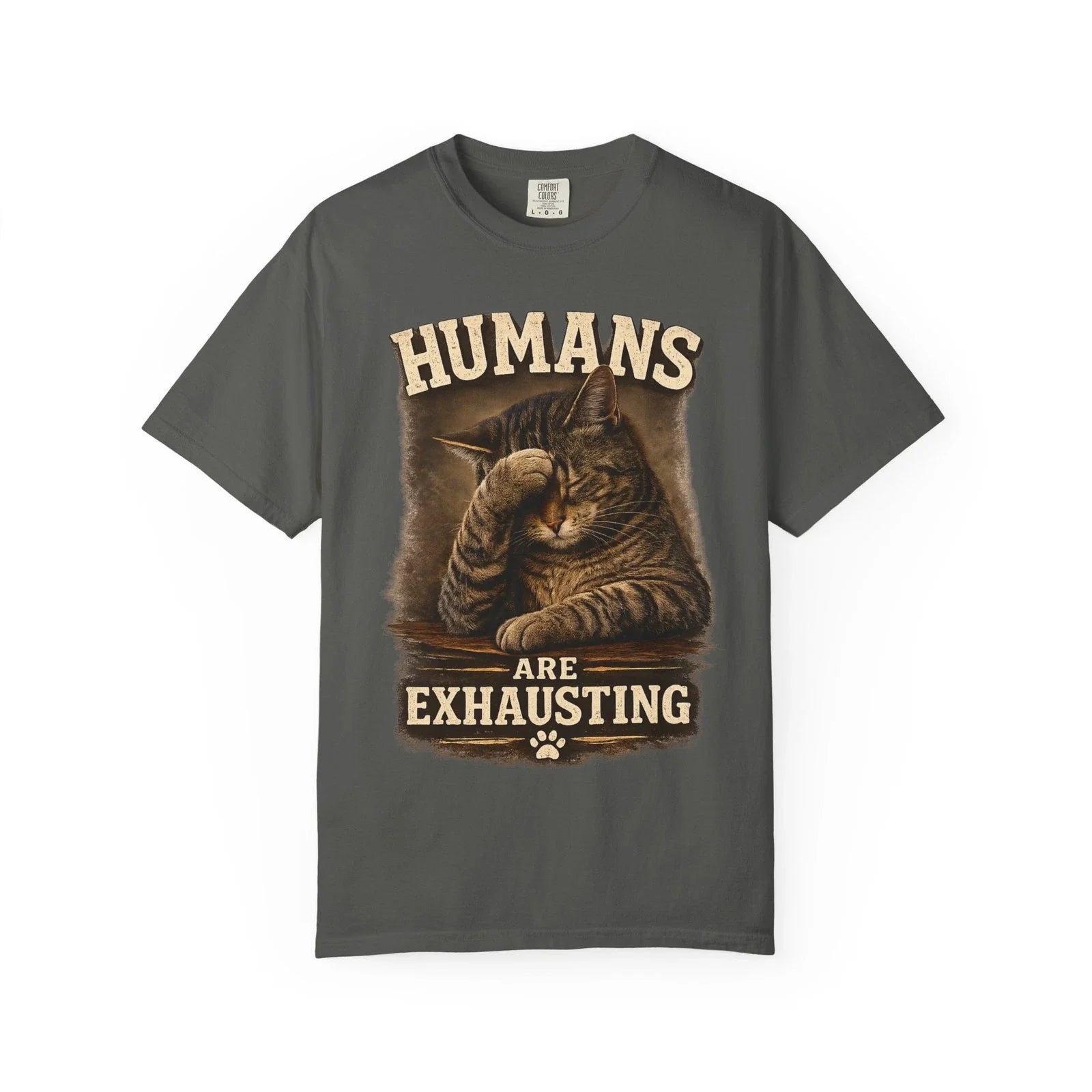 Humans Are Exhausting Cat Shirt, Funny Cat Lover Tee, Introvert Cat Graphic Tee Unisex T-shirt, Sweatshirt, Hoodie, Long Sleeve Tee - T-Shirt, Sweatshirt, Hoodie
