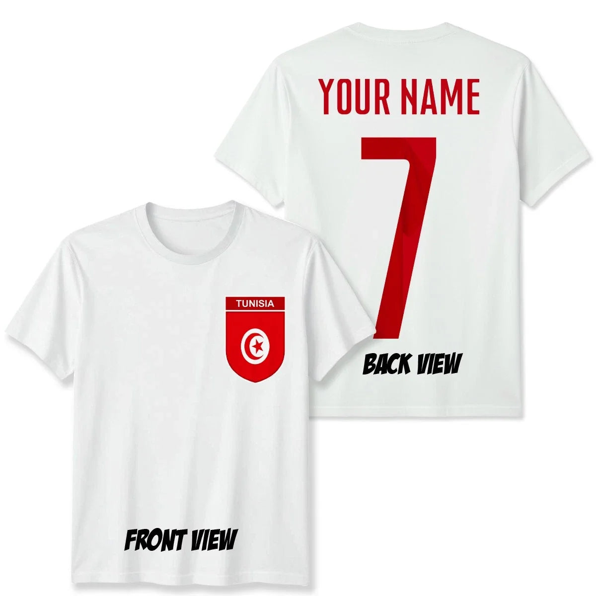 Personalised Tunisia Football Unisex Kids T-Shirt Name Number Tee #WC Unisex T-shirt, Sweatshirt, Hoodie, Long Sleeve Tee - T-Shirt, Sweatshirt, Hoodie