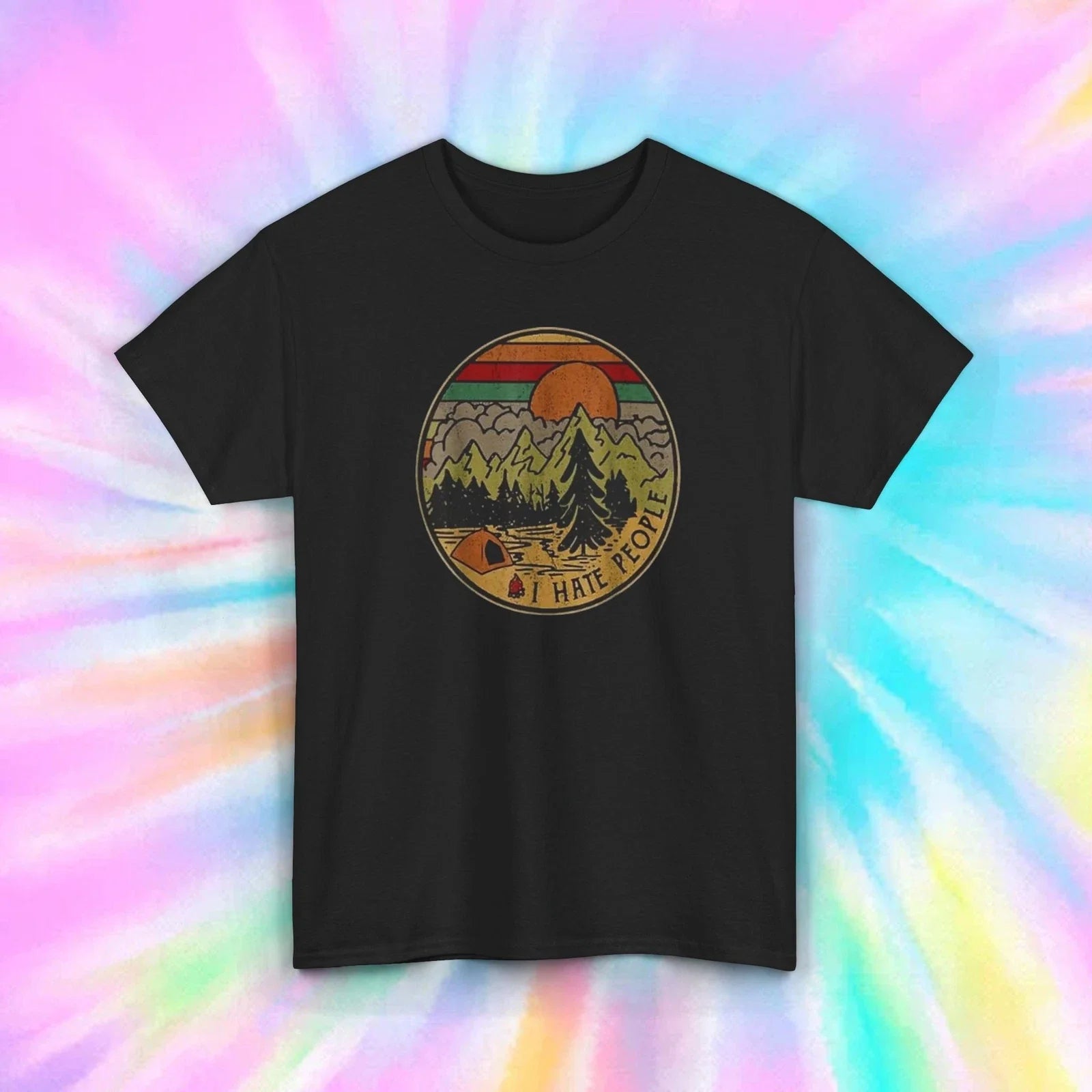 I Hate People Funny Retro Camping Nature Outdoors Graphic T-Shirt S-5XL Unisex T-shirt, Sweatshirt, Hoodie, Long Sleeve Tee - T-Shirt, Sweatshirt, Hoodie