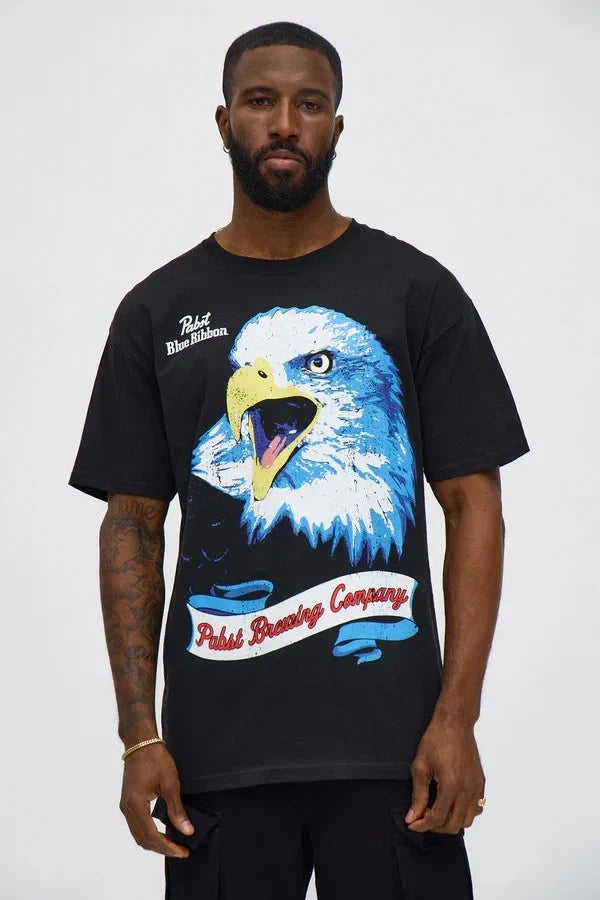 Pabst Blue Ribbon Beer Bald Eagle Graphic Mens Black Shirt New S-2XL Unisex T-shirt, Sweatshirt, Hoodie, Long Sleeve Tee - T-Shirt, Sweatshirt, Hoodie