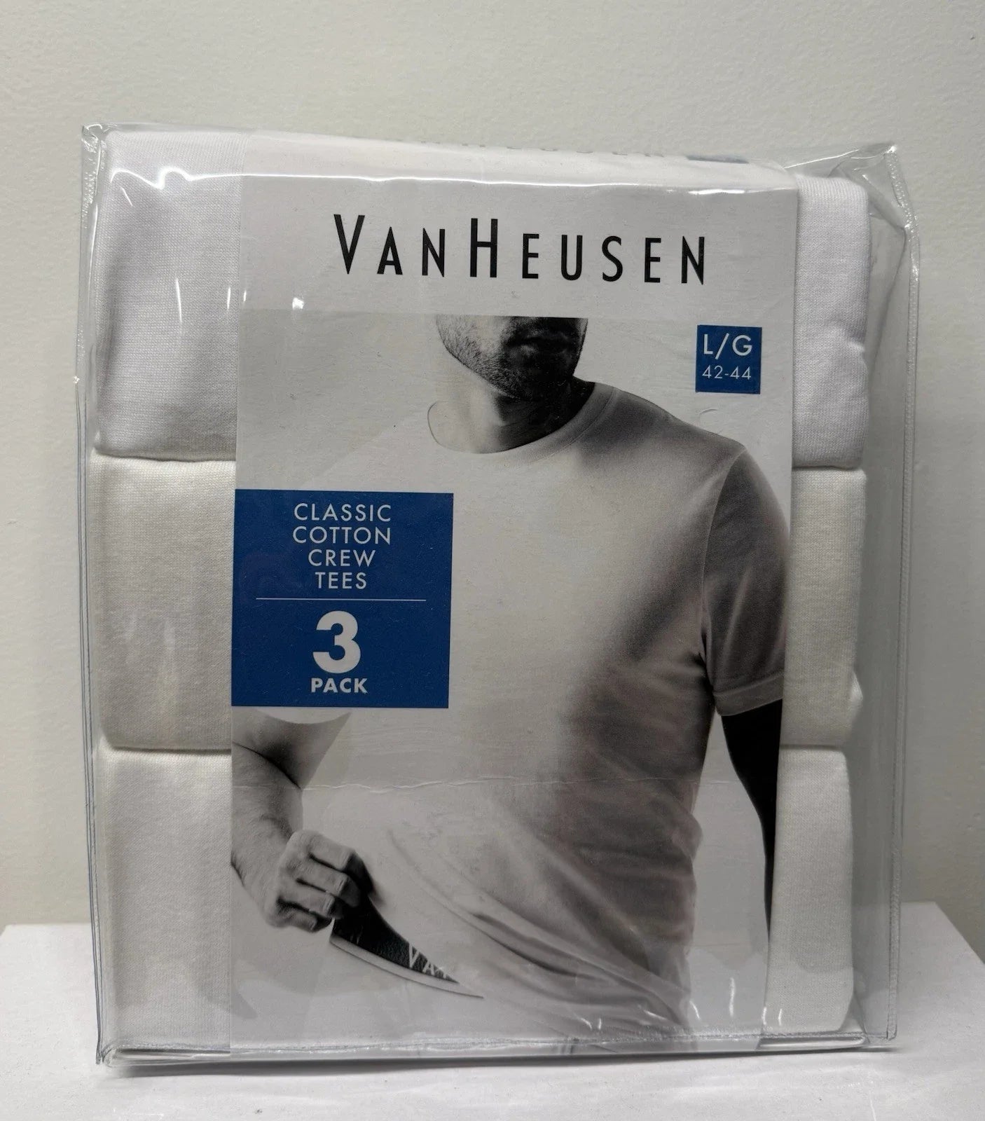Van Heusen Men's L/G (42-44) Classic Cotton Crew Neck Tees 3 Pack Unisex T-shirt, Sweatshirt, Hoodie, Long Sleeve Tee - T-Shirt, Sweatshirt, Hoodie