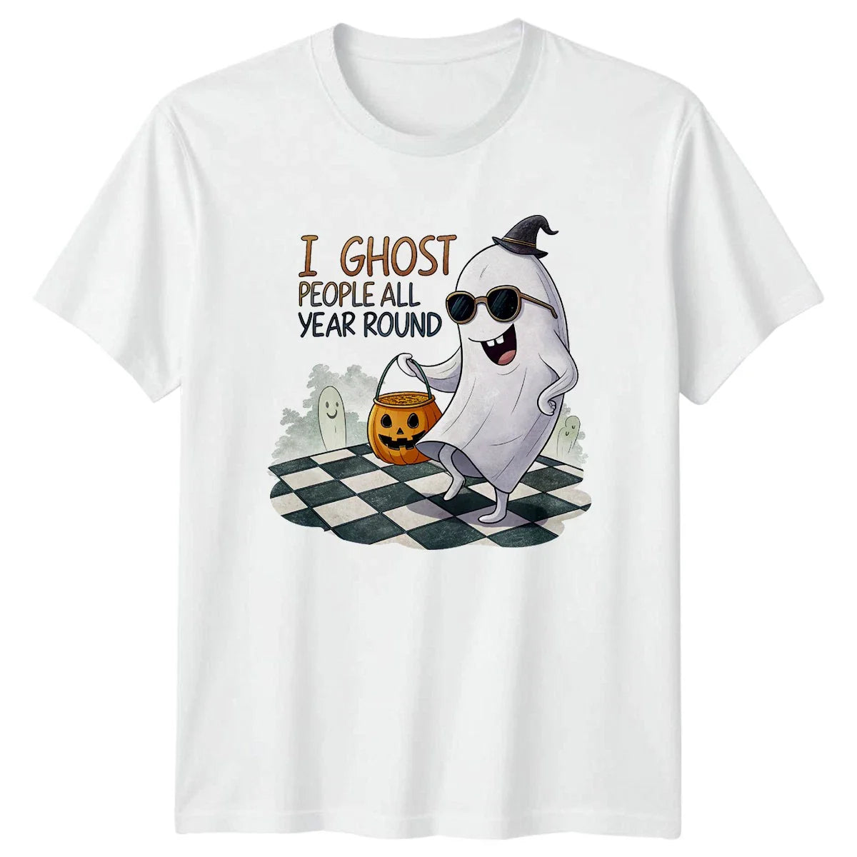 I Ghost People All Year T-Shirt Introvert Halloween Gift For Him And Her Unisex T-shirt, Sweatshirt, Hoodie, Long Sleeve Tee - T-Shirt, Sweatshirt, Hoodie