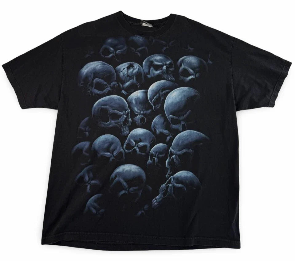 Vintage ODM Premium Goods Skull Graphic T-Shirt Black Gothic Horror Men's 2XL Unisex T-shirt, Sweatshirt, Hoodie, Long Sleeve Tee - T-Shirt, Sweatshirt, Hoodie
