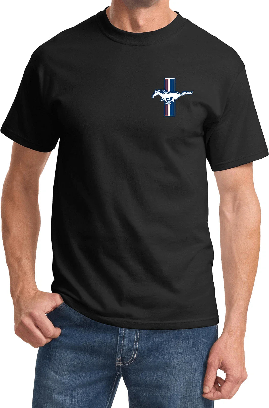 Mens T-Shirt Ford Mustang The Legend Lives Crest Pocket Print Tee Unisex T-shirt, Sweatshirt, Hoodie, Long Sleeve Tee - T-Shirt, Sweatshirt, Hoodie