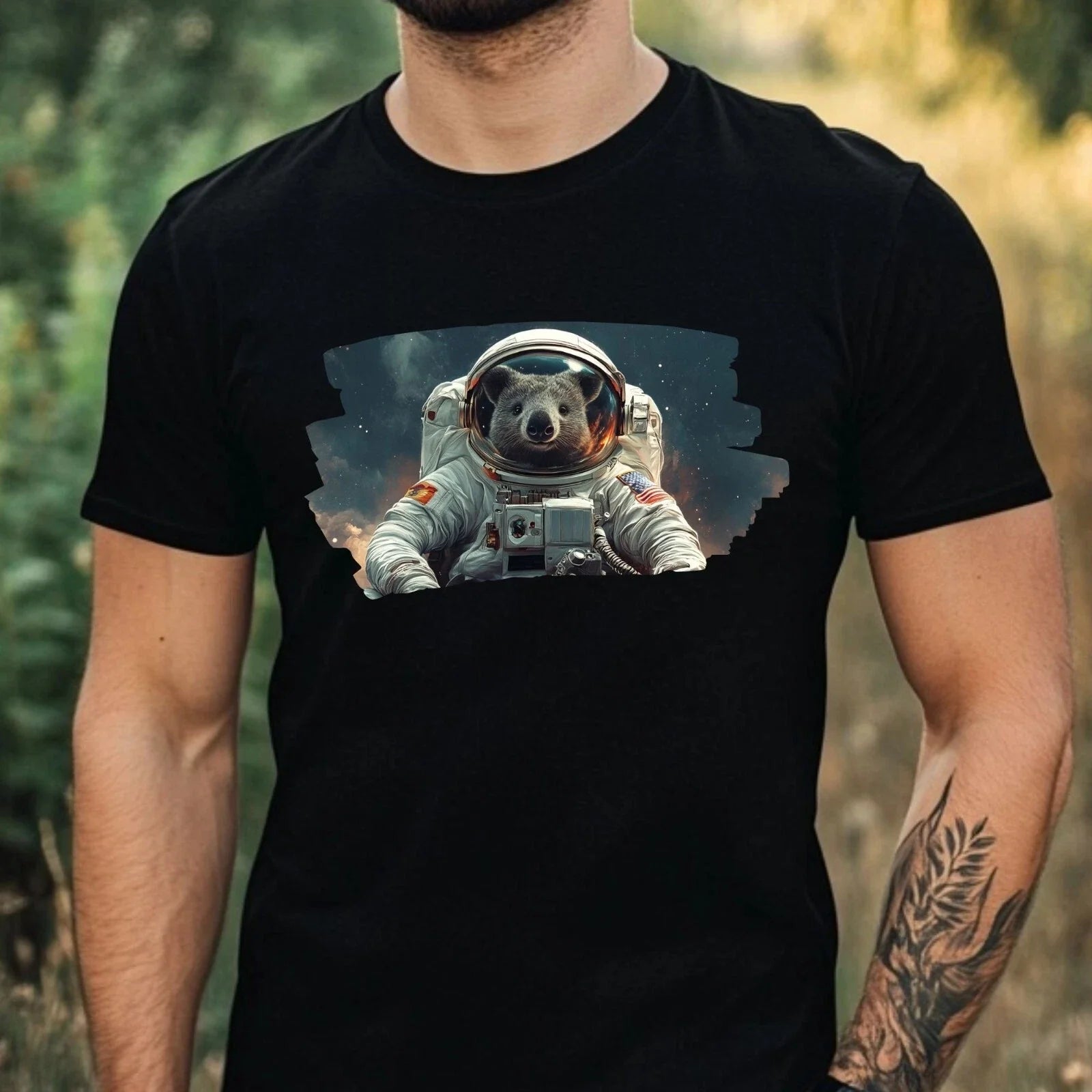 Mens Wombat as Astronaut Print Cotton T-Shirt Size XS to 5XL Unisex T-shirt, Sweatshirt, Hoodie, Long Sleeve Tee - T-Shirt, Sweatshirt, Hoodie