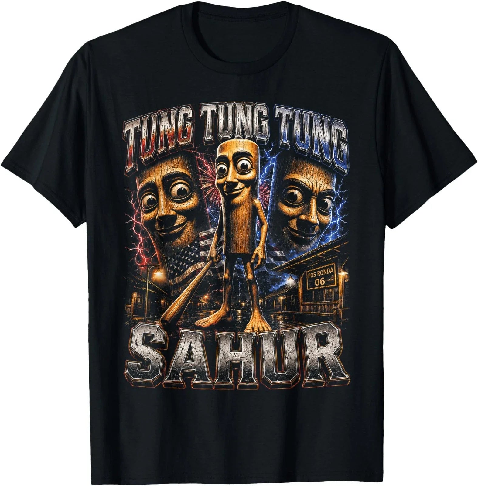 Tung Tung Tung Sahur Triple Face Italian Brainrot Meme T-Shirt Unisex T-shirt, Sweatshirt, Hoodie, Long Sleeve Tee - T-Shirt, Sweatshirt, Hoodie