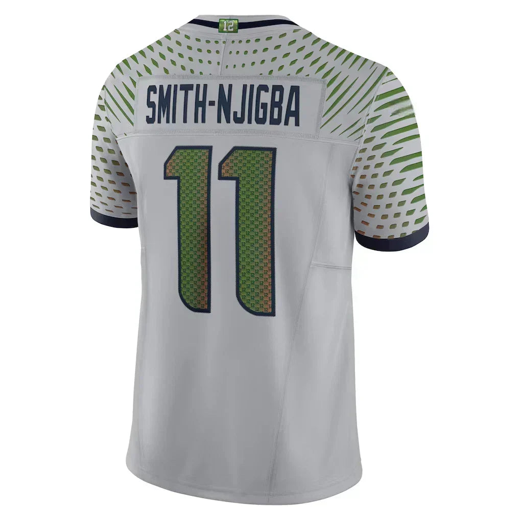 Men's Seahawks #11 Jaxon Smith-Njigba Wolf Gray 2025 Rivalries Limited Jersey football jersey product view 3
