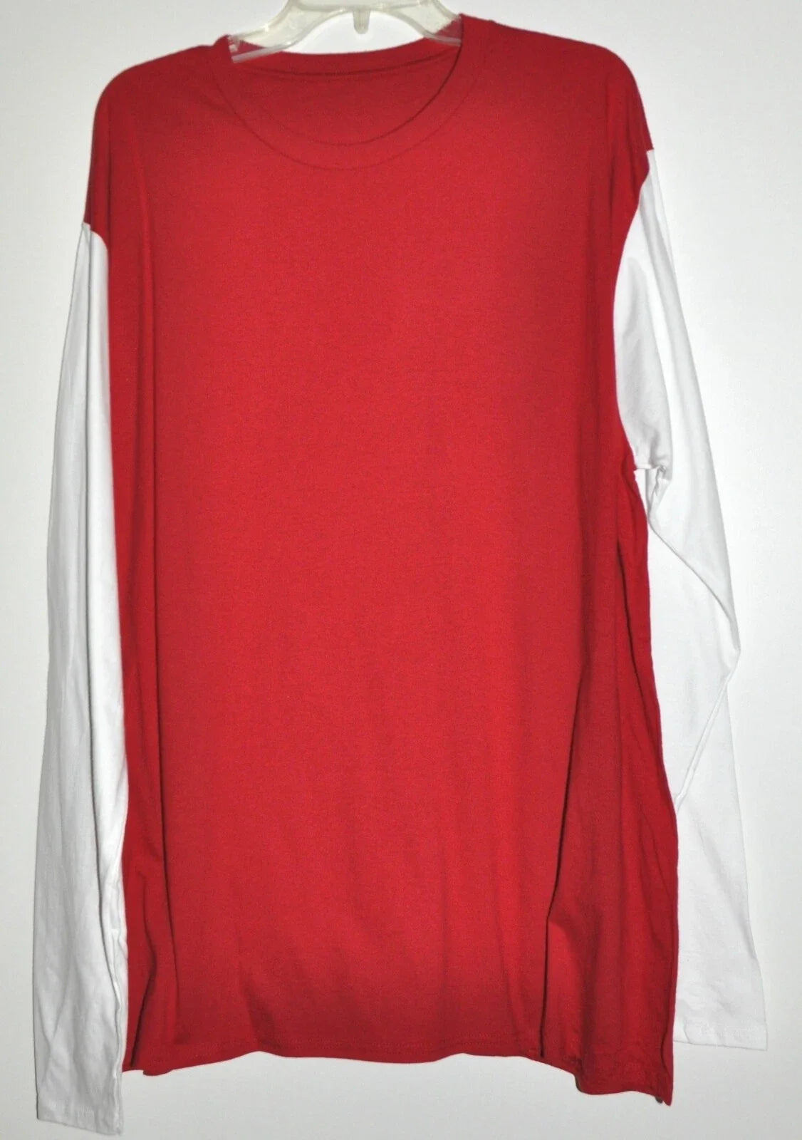Long Sleeve Tee Soft Knit Color Block Red & White 100% Cotton Men's Size 2XL New Unisex T-shirt, Sweatshirt, Hoodie, Long Sleeve Tee - T-Shirt, Sweatshirt, Hoodie