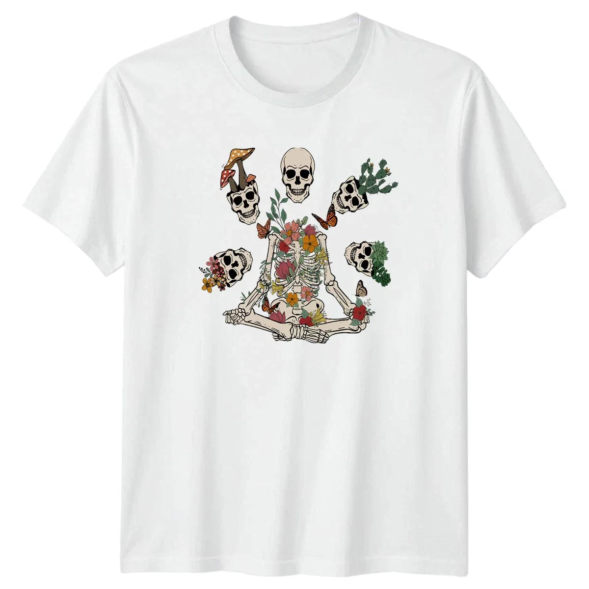 Floral Skeleton In Meditation Yoga T-Shirt Botanical Goth Birthday Gift Unisex T-shirt, Sweatshirt, Hoodie, Long Sleeve Tee - T-Shirt, Sweatshirt, Hoodie