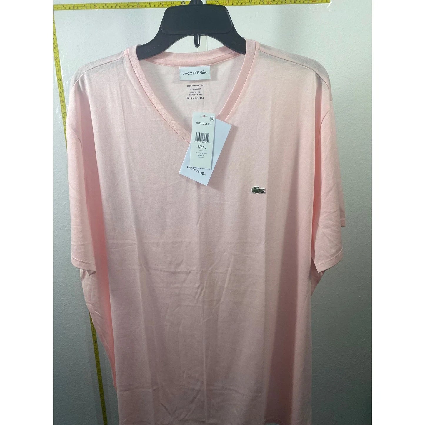 Lacoste Mens Pima Cotton V-Neck T-Shirt Light Pink Regular Fit TH6710 3XL NWT Unisex T-shirt, Sweatshirt, Hoodie, Long Sleeve Tee - T-Shirt, Sweatshirt, Hoodie