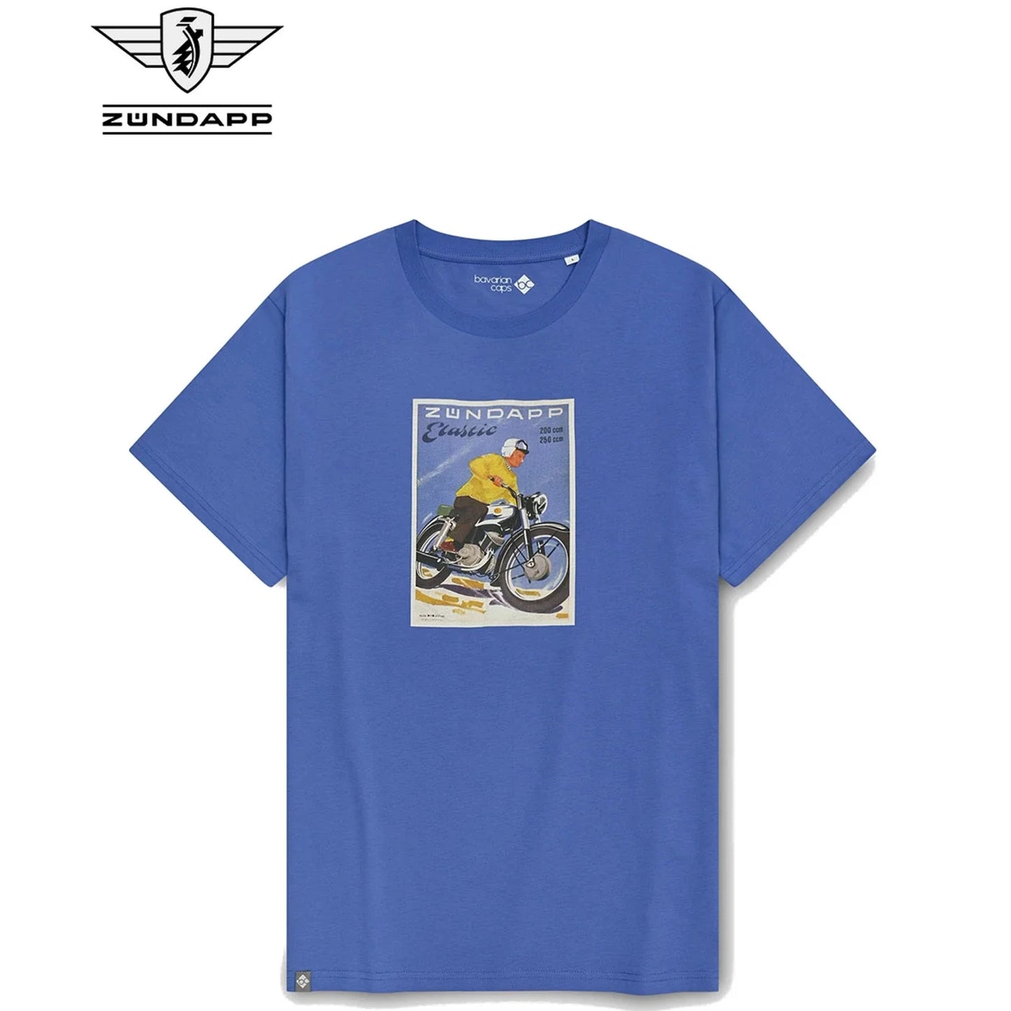 Bavarian Caps T-Shirt "Zndapp Elastic" Blue Men's Top Organic Cotton Print Unisex T-shirt, Sweatshirt, Hoodie, Long Sleeve Tee - T-Shirt, Sweatshirt, Hoodie